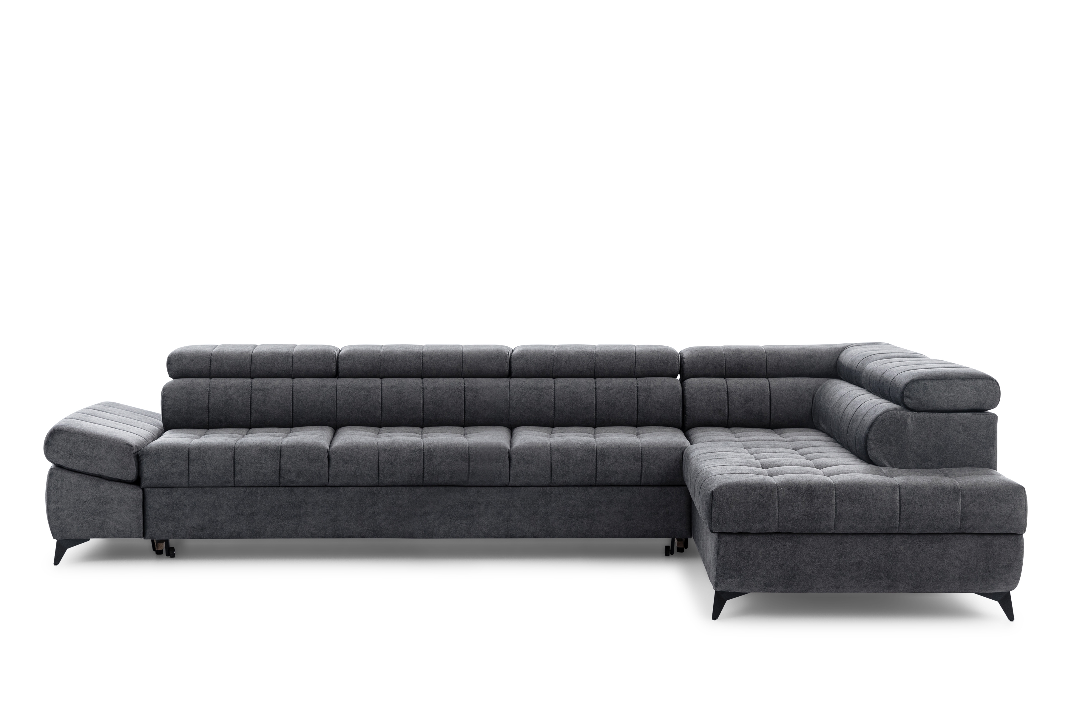 Rozkládací rohová sedací souprava Valoris Maxi pravá - grafitová Zetta 305 Rohová sedací souprava pravá Valoris Maxi rozkládací - grafitová samet hydrofobní  Zetta 305