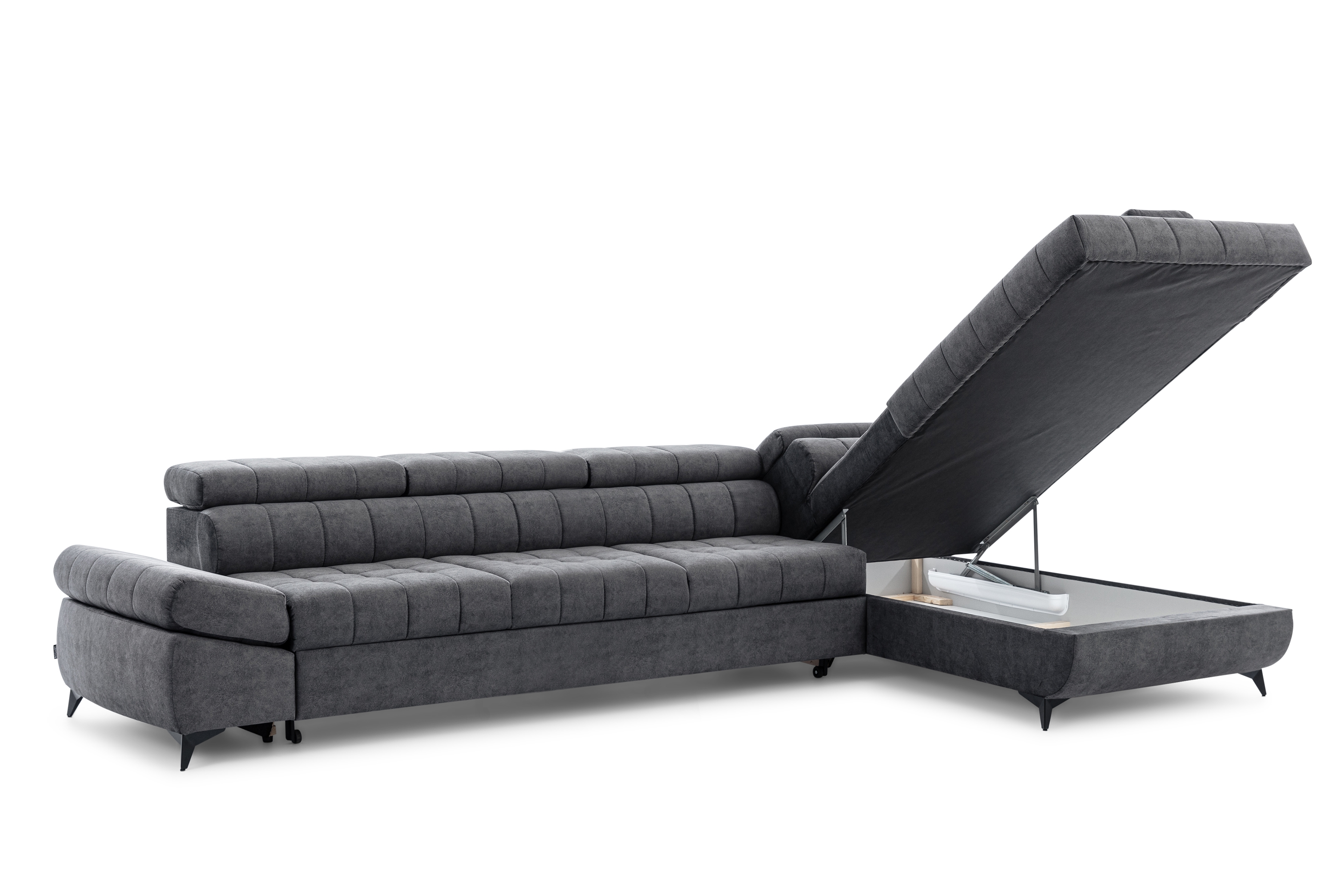 Rozkládací rohová sedací souprava Valoris Maxi pravá - grafitová Zetta 305 Rohová sedací souprava pravá Valoris Maxi rozkládací - grafitová samet hydrofobní  Zetta 305