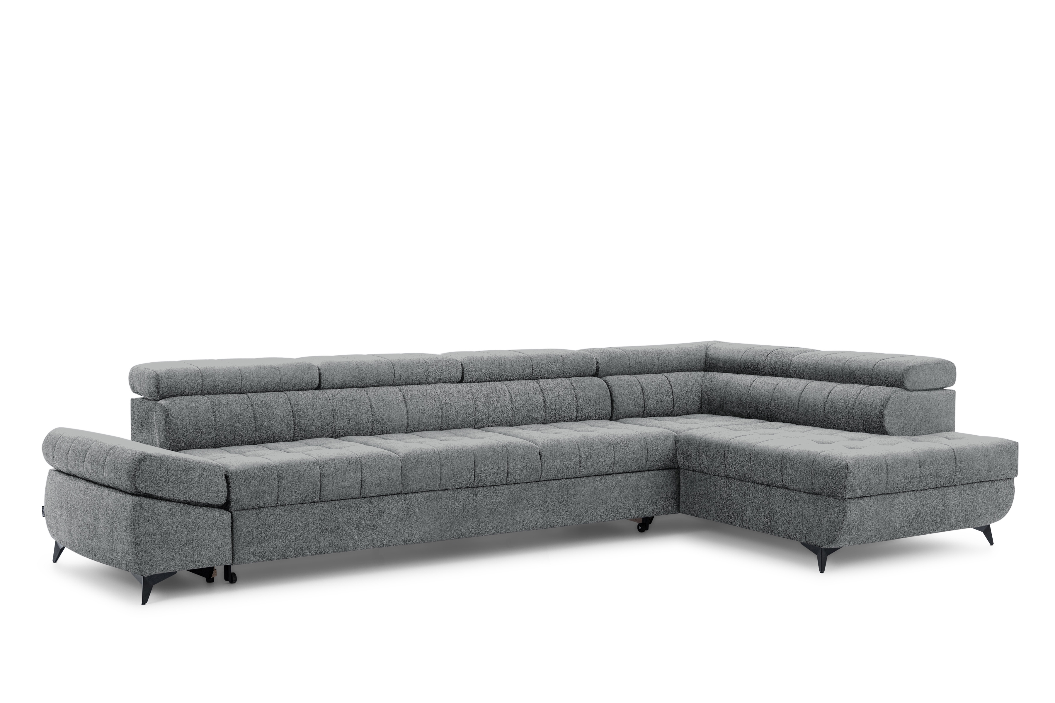 Rozkládací rohová sedací souprava Valoris Maxi pravá - šedá šenil Perfect Harmony 85 Rohová sedací souprava pravá Valoris Maxi rozkládací - šedá šenil Perfect Harmony 85