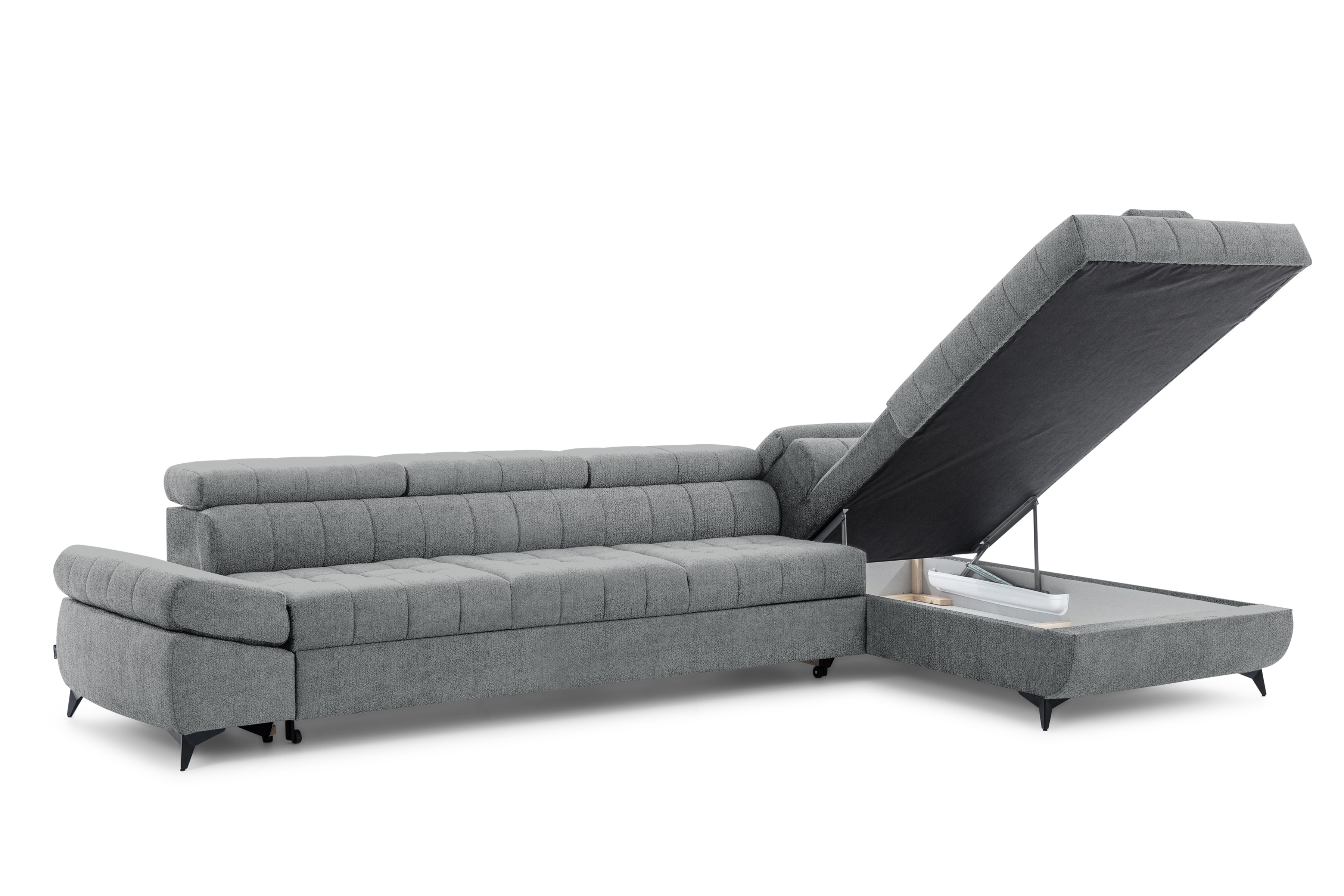 Rozkládací rohová sedací souprava Valoris Maxi pravá - šedá šenil Perfect Harmony 85 Rohová sedací souprava pravá Valoris Maxi rozkládací - šedá šenil Perfect Harmony 85