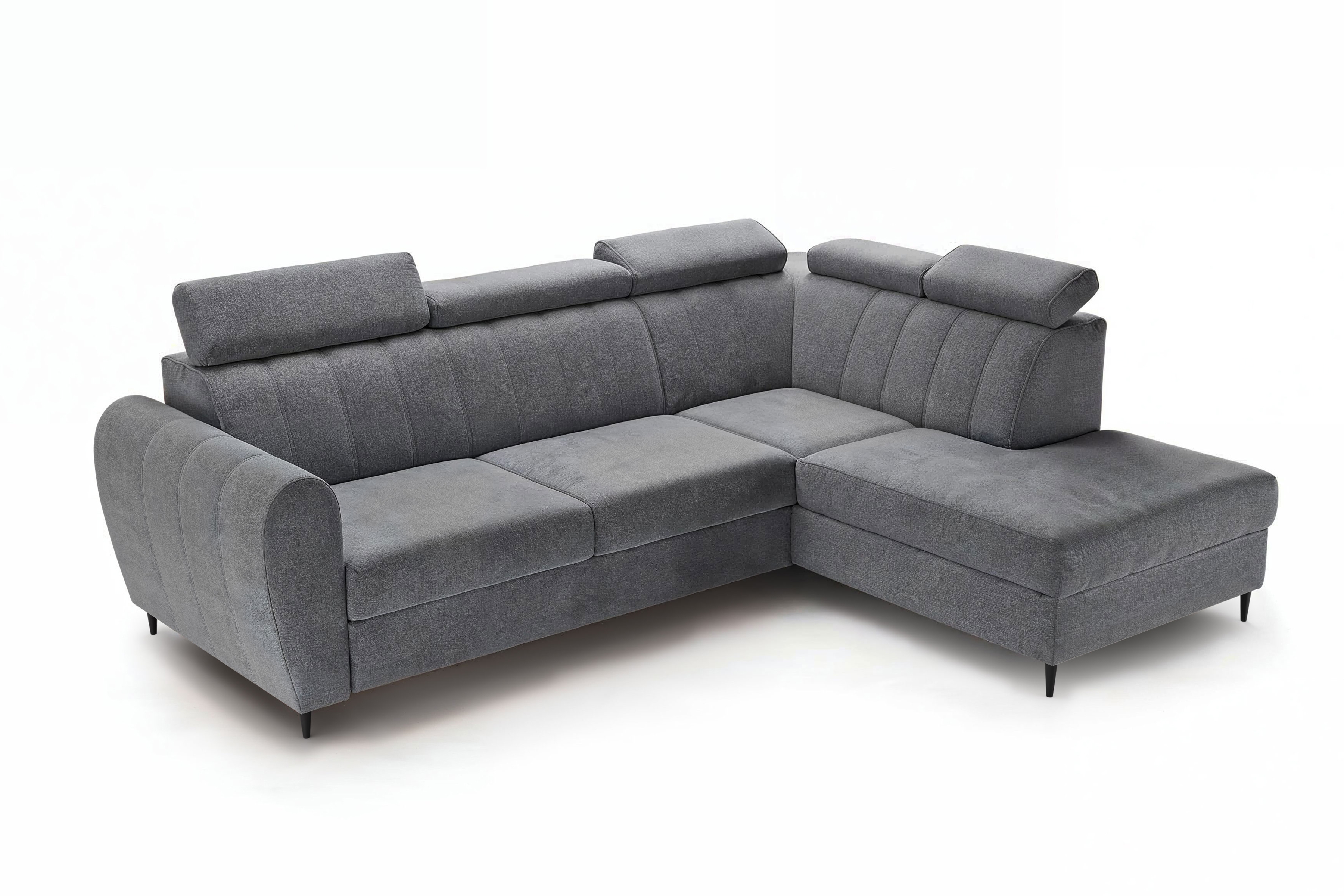 Rozkladacia rohová sedacia súprava Celias L pravá - šedý zamat Kronos 22 Rohová sedacia súprava pravá strana s funkciou spania Celias L - šedý zamat Kronos 22 