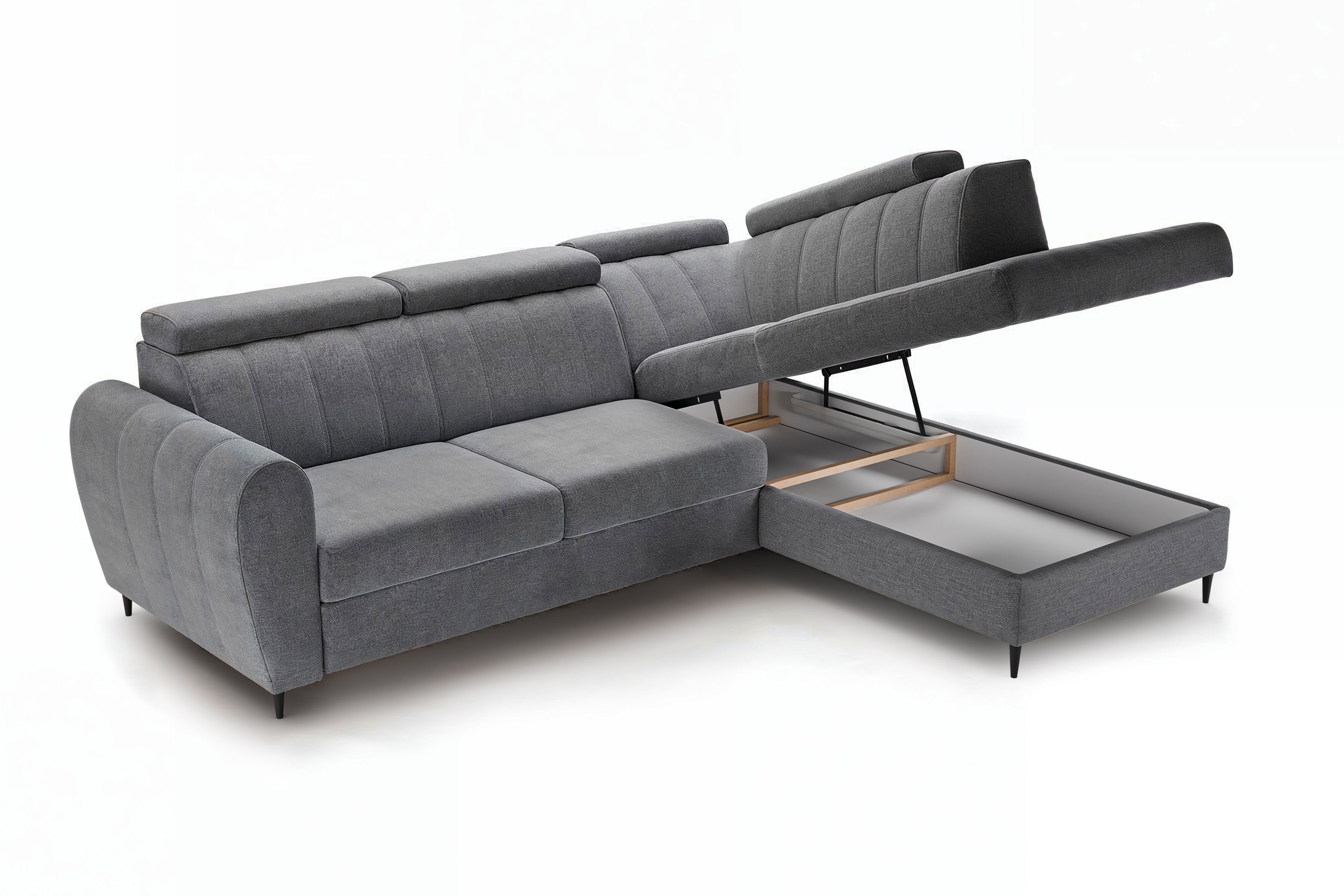 Rozkladacia rohová sedacia súprava Celias L pravá - šedý zamat Kronos 22 Rohová sedacia súprava pravá strana s funkciou spania Celias L - šedý zamat Kronos 22 