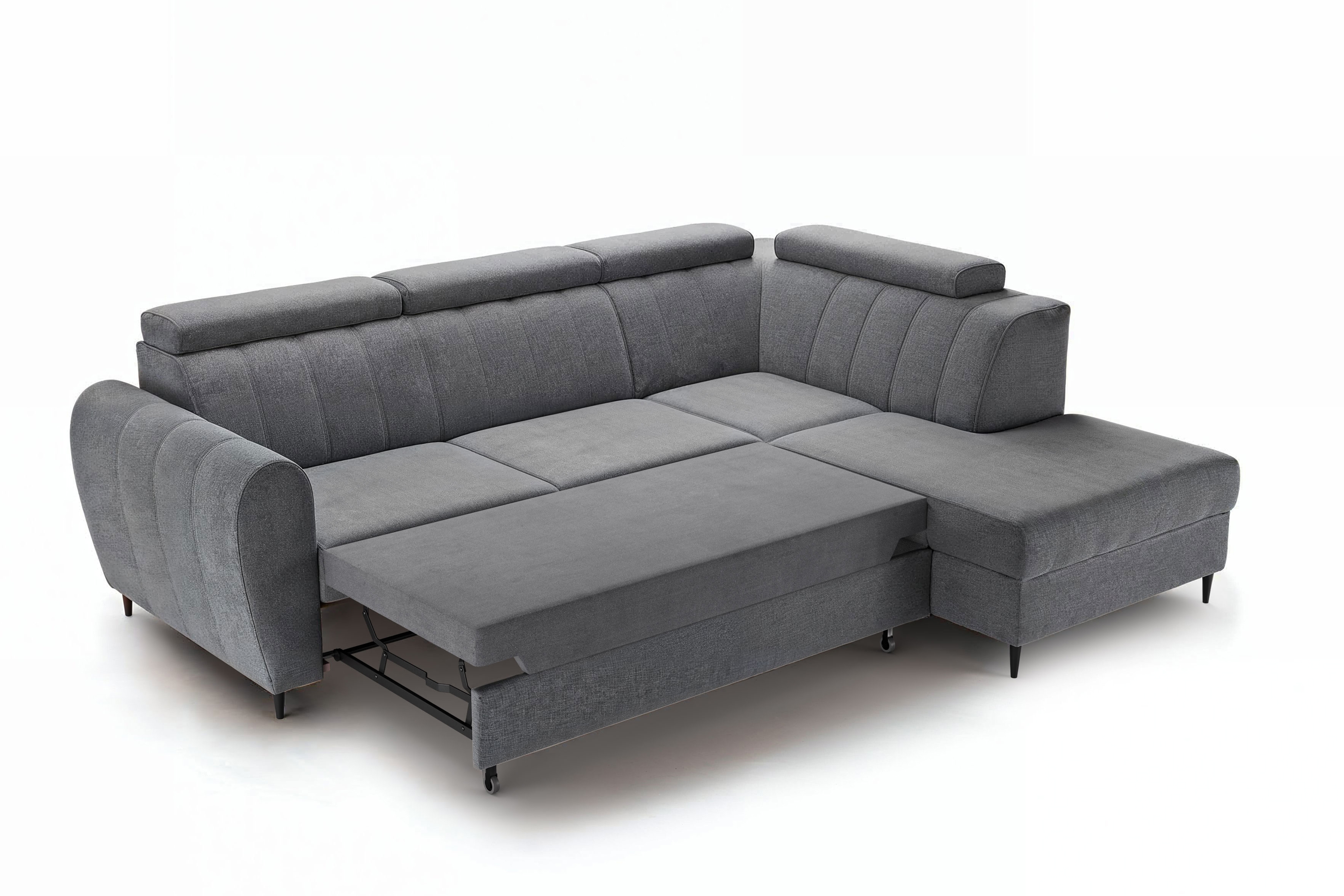 Rozkladacia rohová sedacia súprava Celias L pravá - šedý zamat Kronos 22 Rohová sedacia súprava pravá strana s funkciou spania Celias L - šedý zamat Kronos 22 