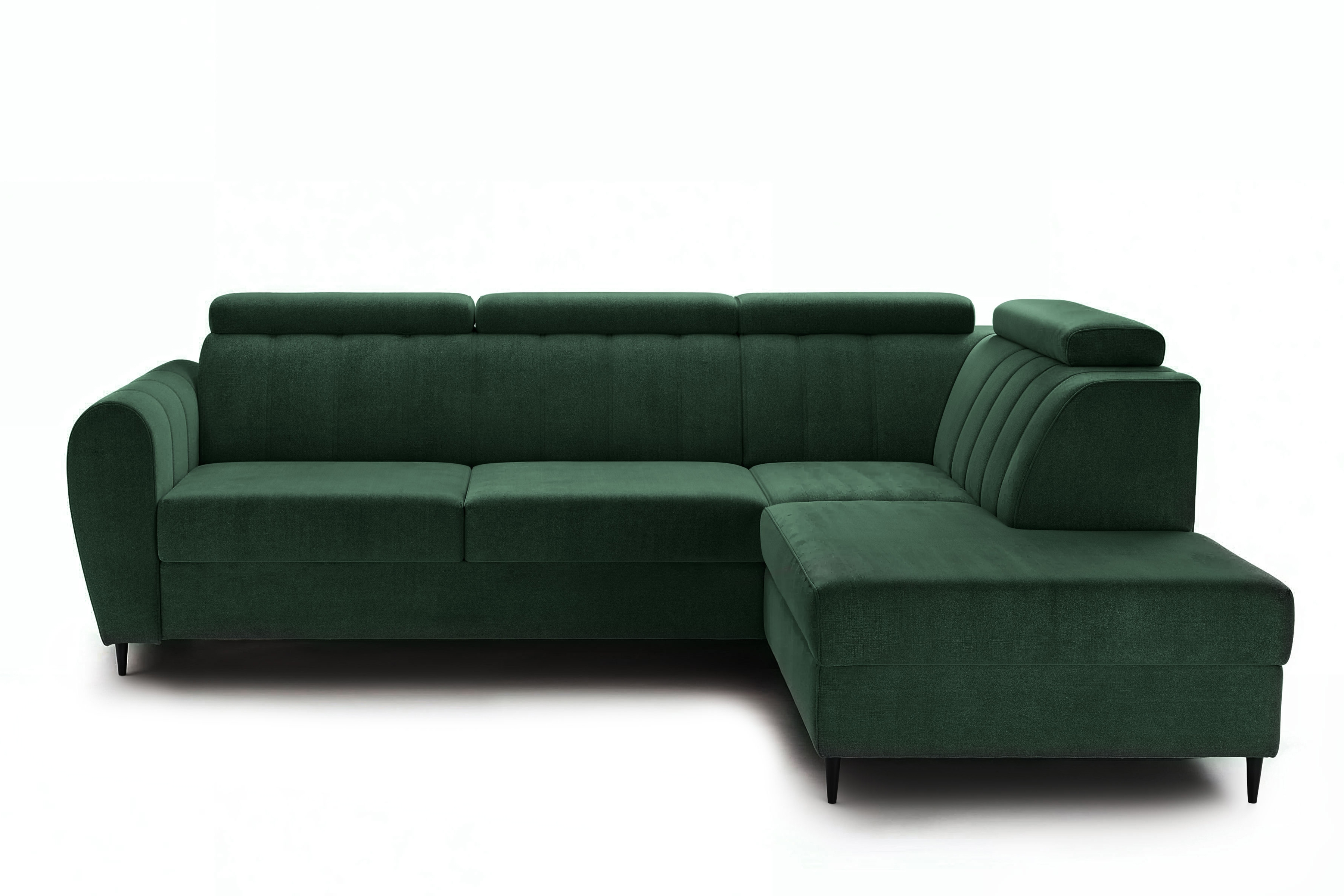 Rozkládací rohová sedací souprava Celias L pravá - zelený samet Kronos 19 Rohová sedací souprava pravá strana s funkcí spaní Celias L - Zelený samet Kronos 19