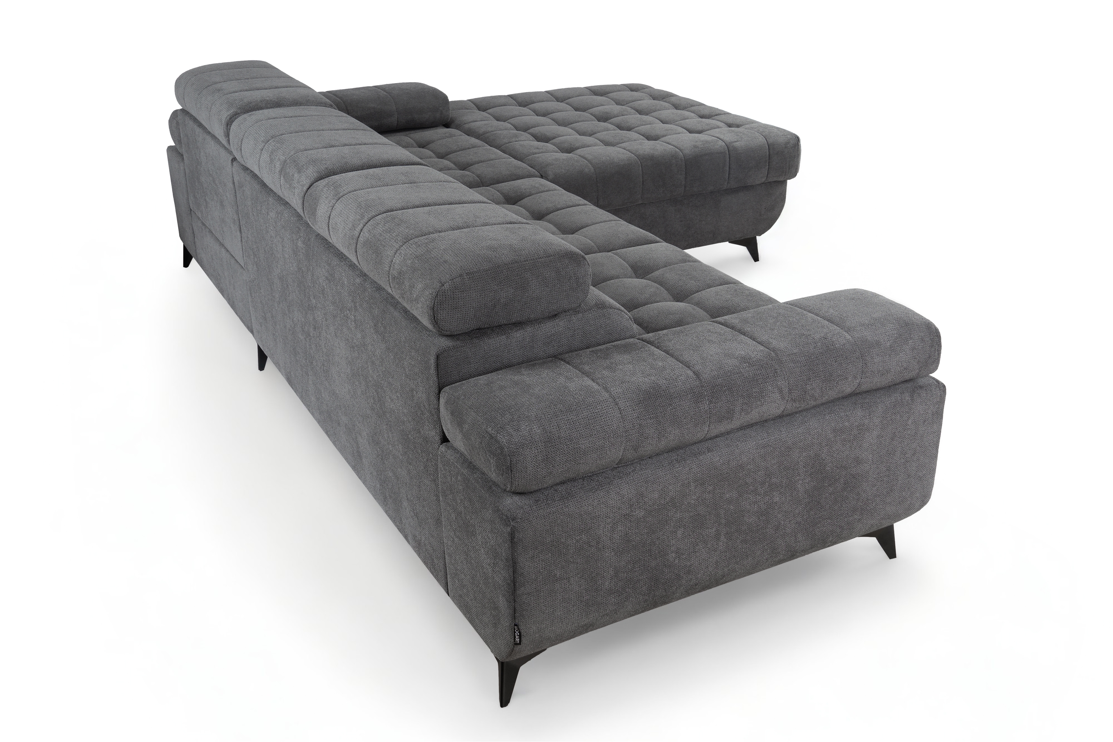 Rohová rozkladacia sedacia súprava Dragonis L II pravá - sivá pletená látka Crown 18 Rohová sedacia súprava pravá strana s funkciou spánku Dragonis II - šedá plecionka Crown 18