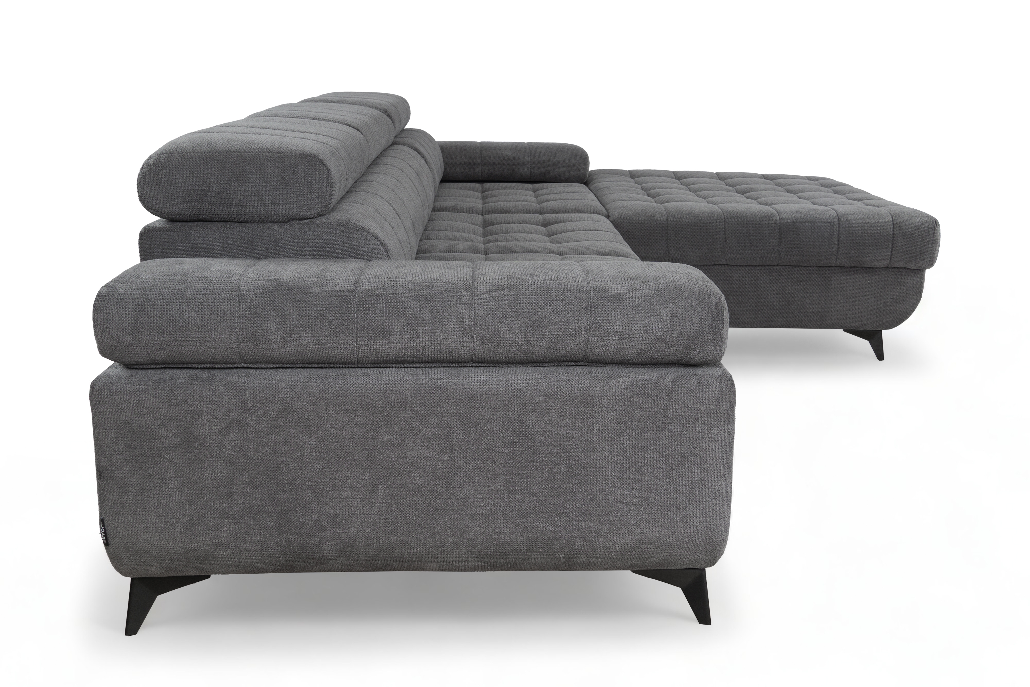 Rohová rozkladacia sedacia súprava Dragonis L II pravá - sivá pletená látka Crown 18 Rohová sedacia súprava pravá strana s funkciou spánku Dragonis II - šedá plecionka Crown 18