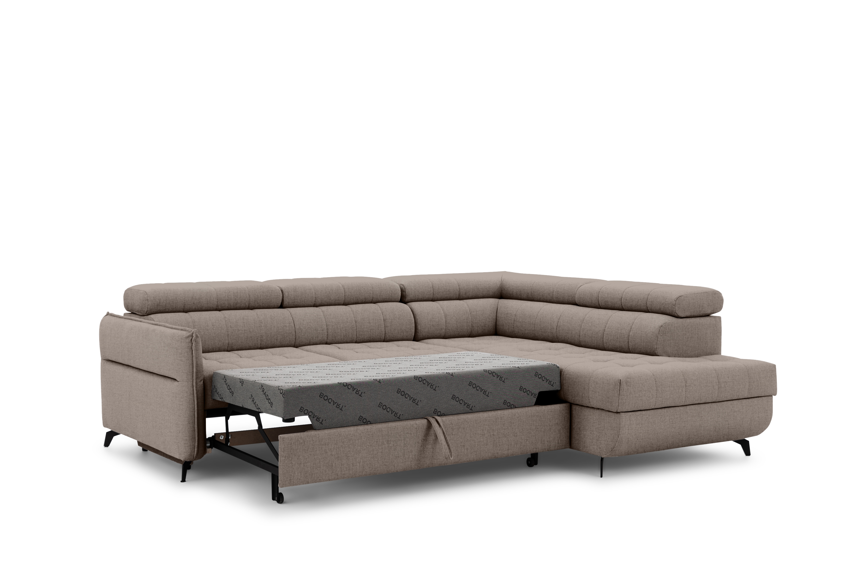 Rohová sedacia súprava Elarias L pravá s funkciou spania - béžový hydrofóbny zamat Vogue 4 Rohová sedacia súprava pravá strana s funkciou spania Elarias L - béžový zamat hydrofobowy Vogue 4