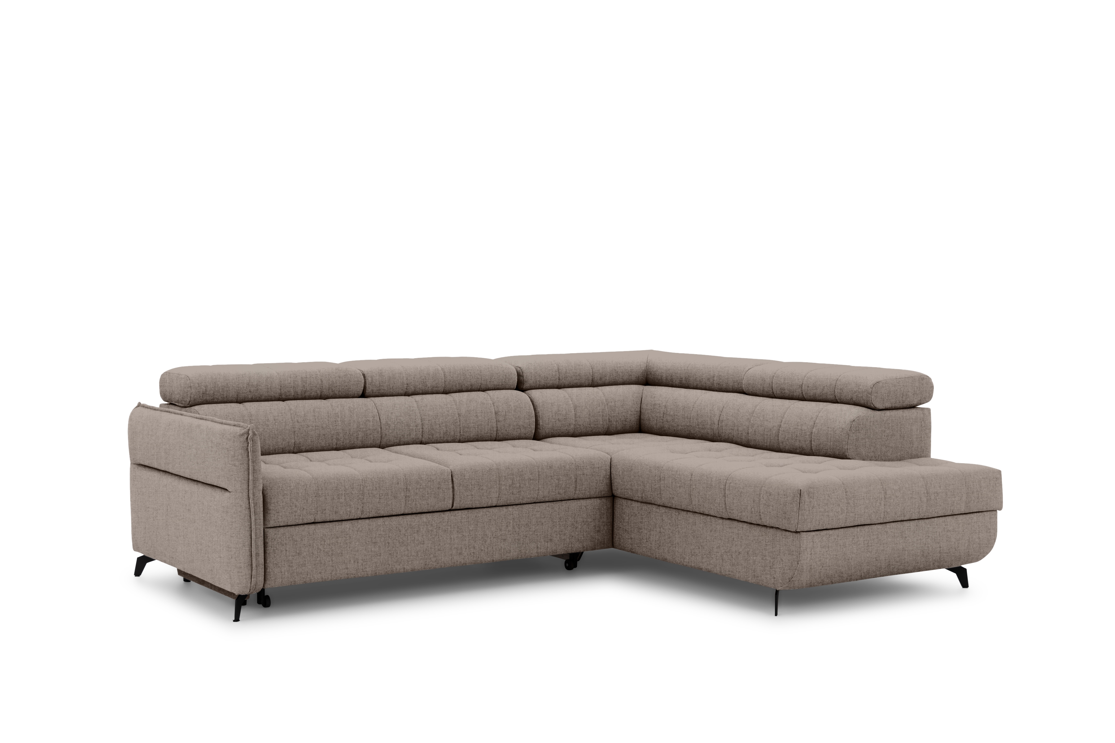 Rohová sedacia súprava Elarias L pravá s funkciou spania - béžový hydrofóbny zamat Vogue 4 Rohová sedacia súprava pravá strana s funkciou spania Elarias L - béžový zamat hydrofobowy Vogue 4