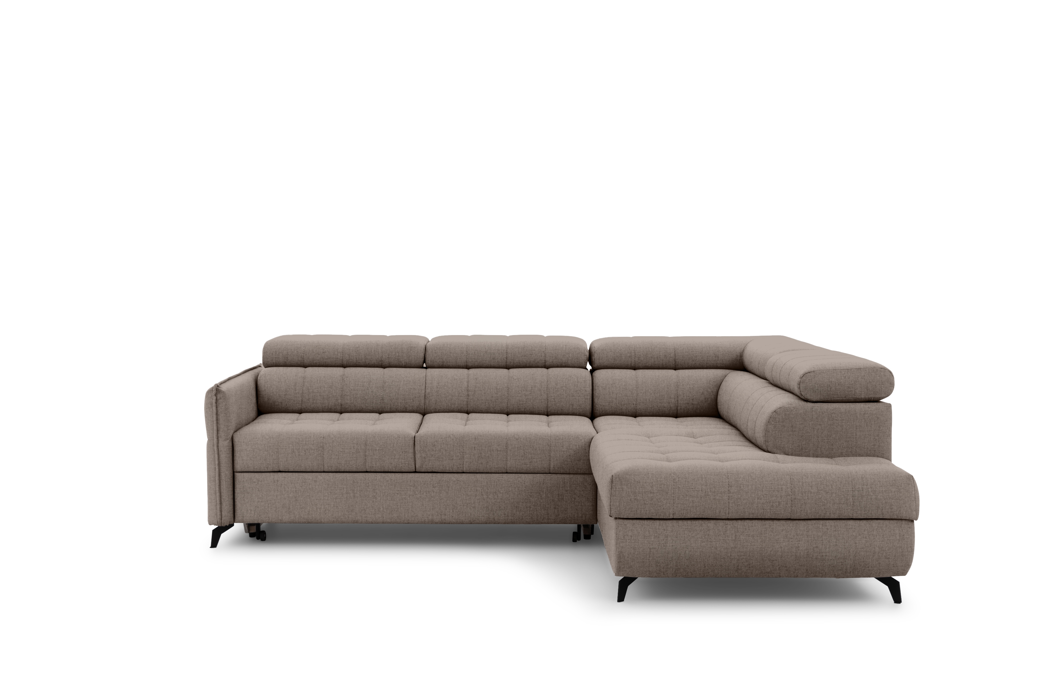 Rohová sedacia súprava Elarias L pravá s funkciou spania - béžový hydrofóbny zamat Vogue 4 Rohová sedacia súprava pravá strana s funkciou spania Elarias L - béžový zamat hydrofobowy Vogue 4