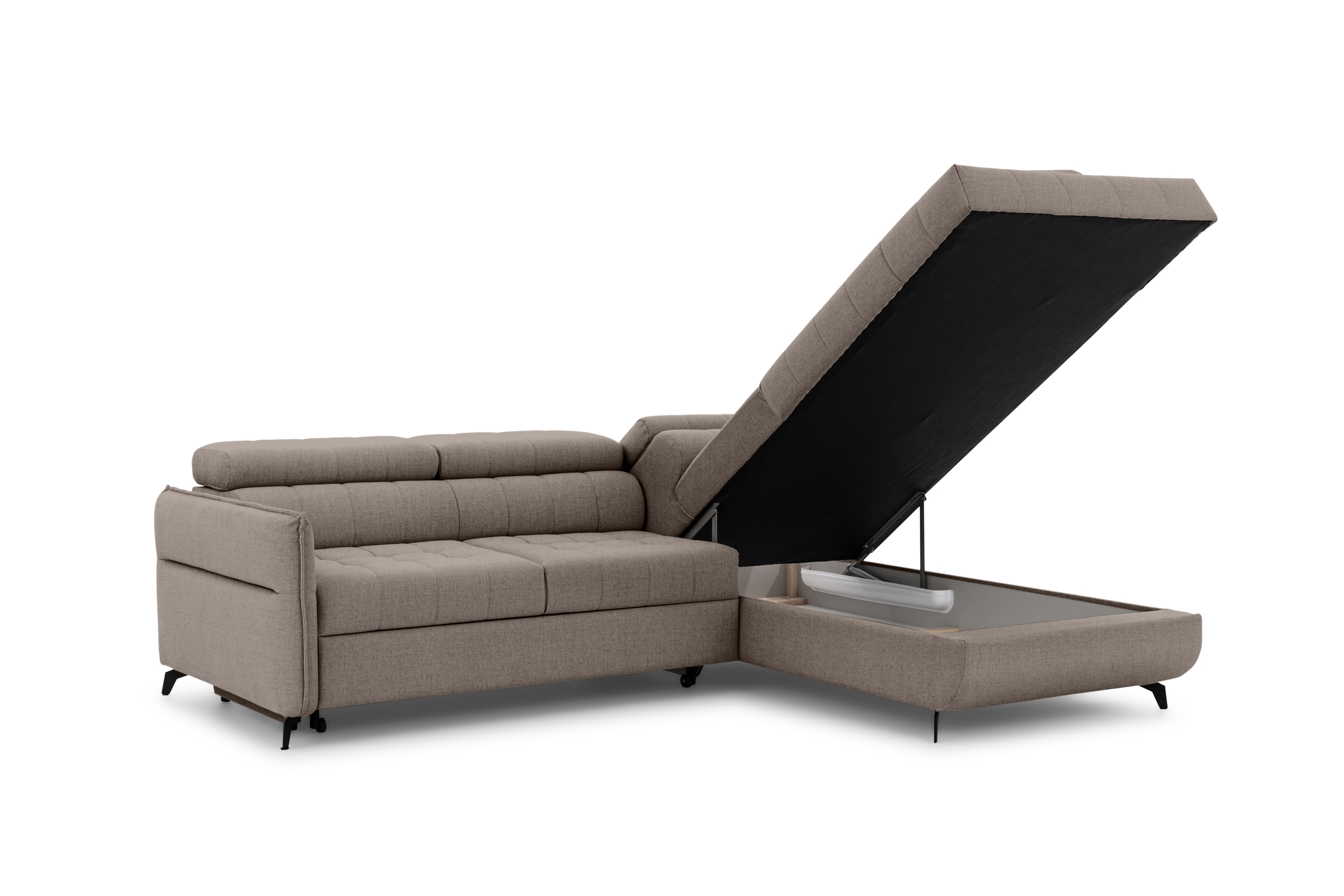 Rohová sedacia súprava Elarias L pravá s funkciou spania - béžový hydrofóbny zamat Vogue 4 Rohová sedacia súprava pravá strana s funkciou spania Elarias L - béžový zamat hydrofobowy Vogue 4