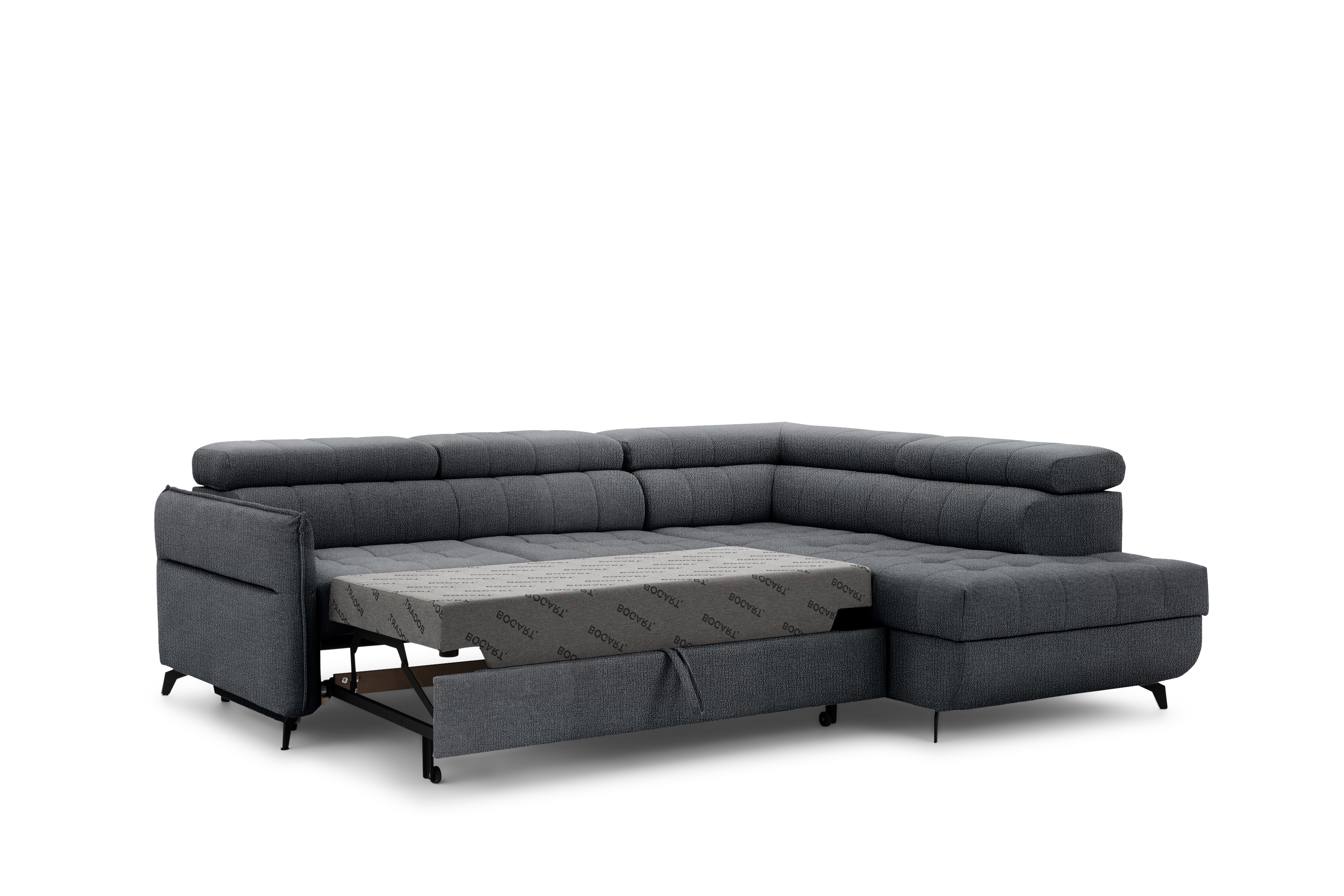 Rohová sedacia súprava Elarias L pravá s funkciou spania - grafitový šenil Perfect Harmony 90 Rohová sedacia súprava pravá strana s funkciou spania Elarias L - Grafitový šenil Perfect Harmony 90