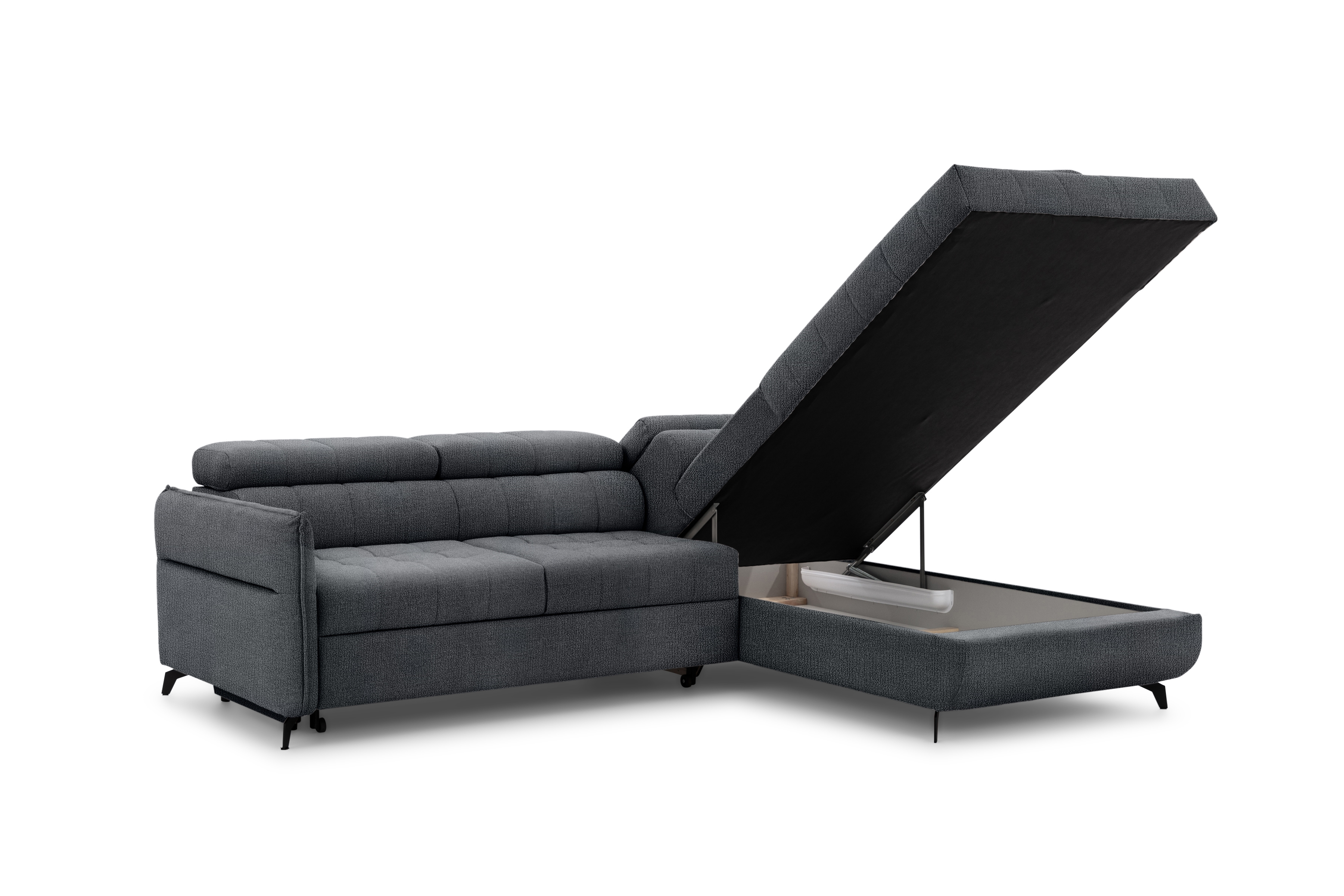 Rohová sedacia súprava Elarias L pravá s funkciou spania - grafitový šenil Perfect Harmony 90 Rohová sedacia súprava pravá strana s funkciou spania Elarias L - Grafitový šenil Perfect Harmony 90