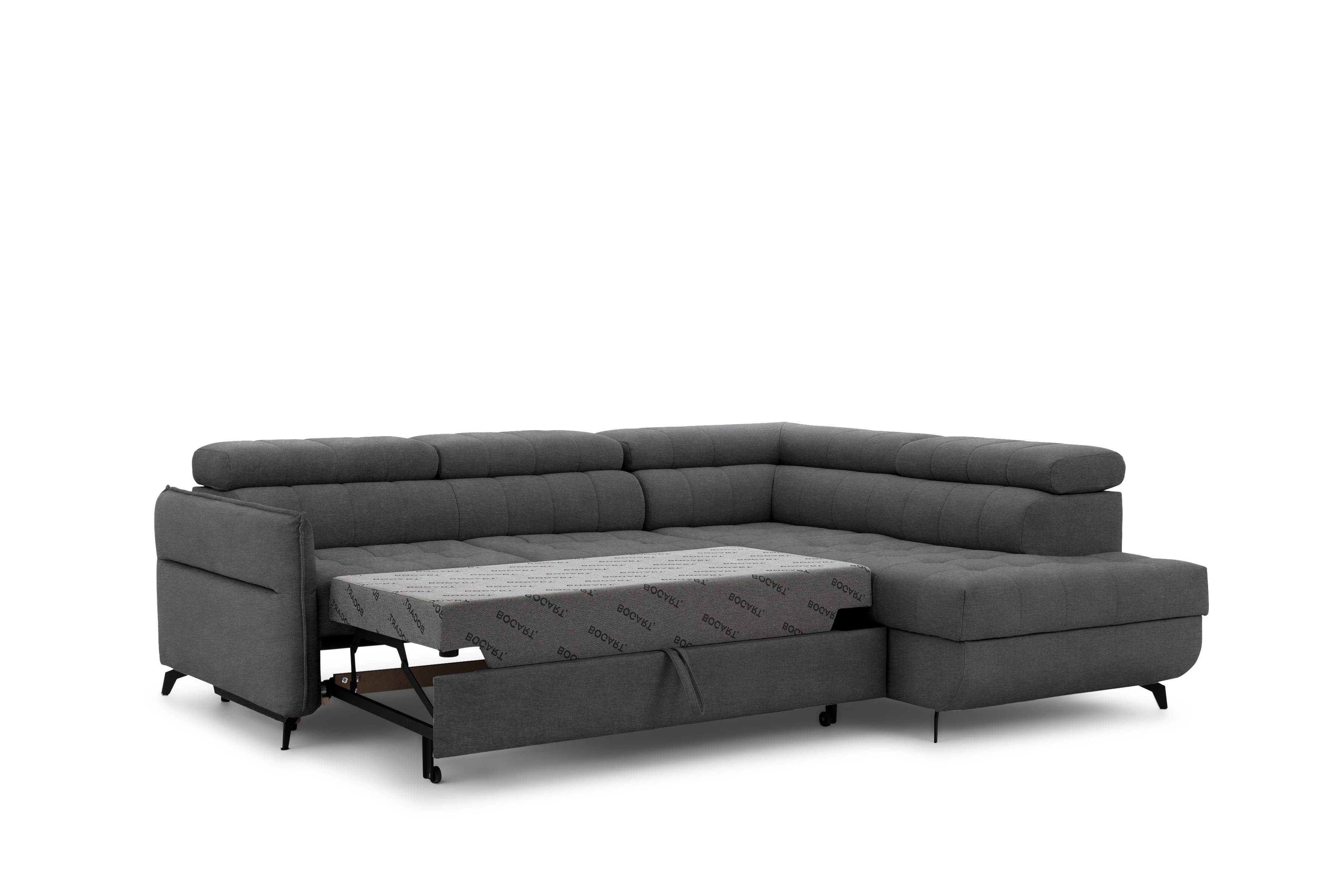 Rohová sedacia súprava Elarias L pravá s funkciou spania - grafitový hydrofóbny zamat Zetta 305 Rohová sedacia súprava pravá strana s funkciou spania Elarias L - Grafitový zamat hydrofobowy Zetta 305