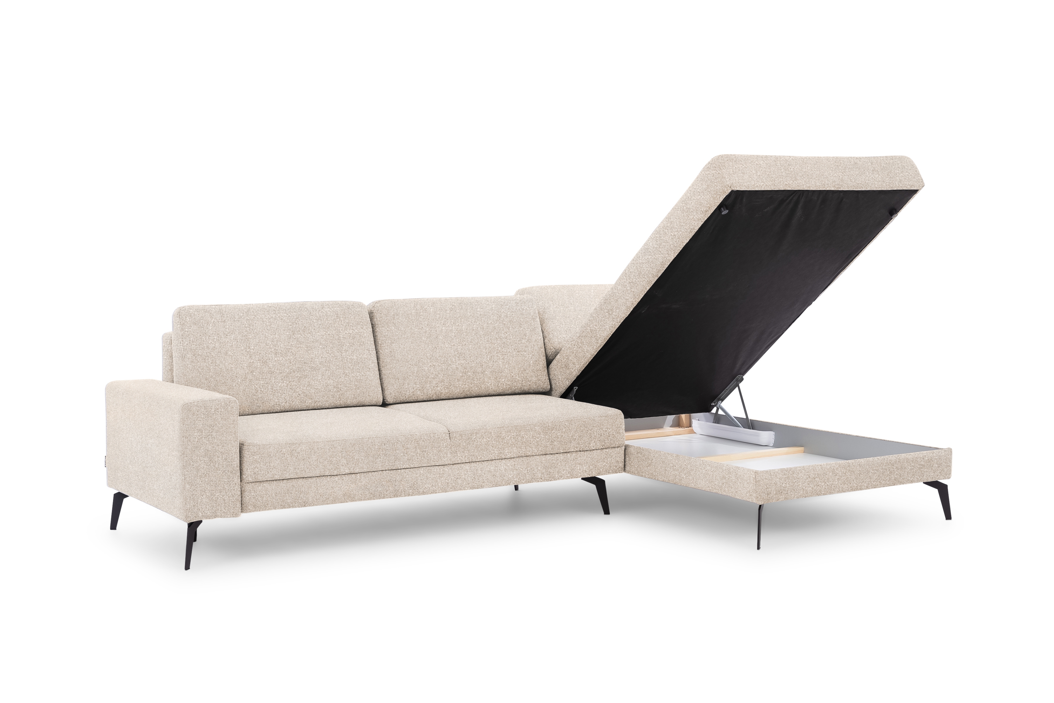 Rozkladacia rohová sedacia súprava Elentio Mini pravá - béžová pletenina Magni 206.02 Rohová sedacia súprava Elentio mini Úložný priestor