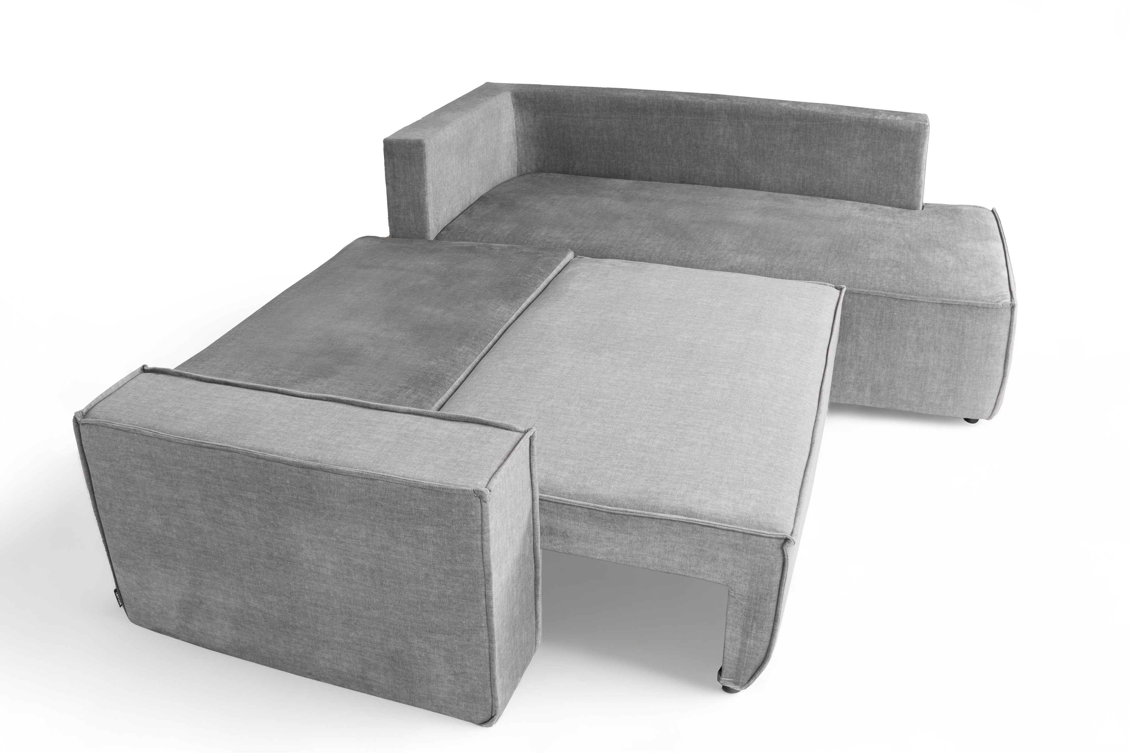 Rozkladacia rohová sedacia súprava Flabio L pravá - šedý Vogue 14 Rohová sedacia súprava pravá strana s funkciou spánku Flabio L - šedý zamat Vogue 14