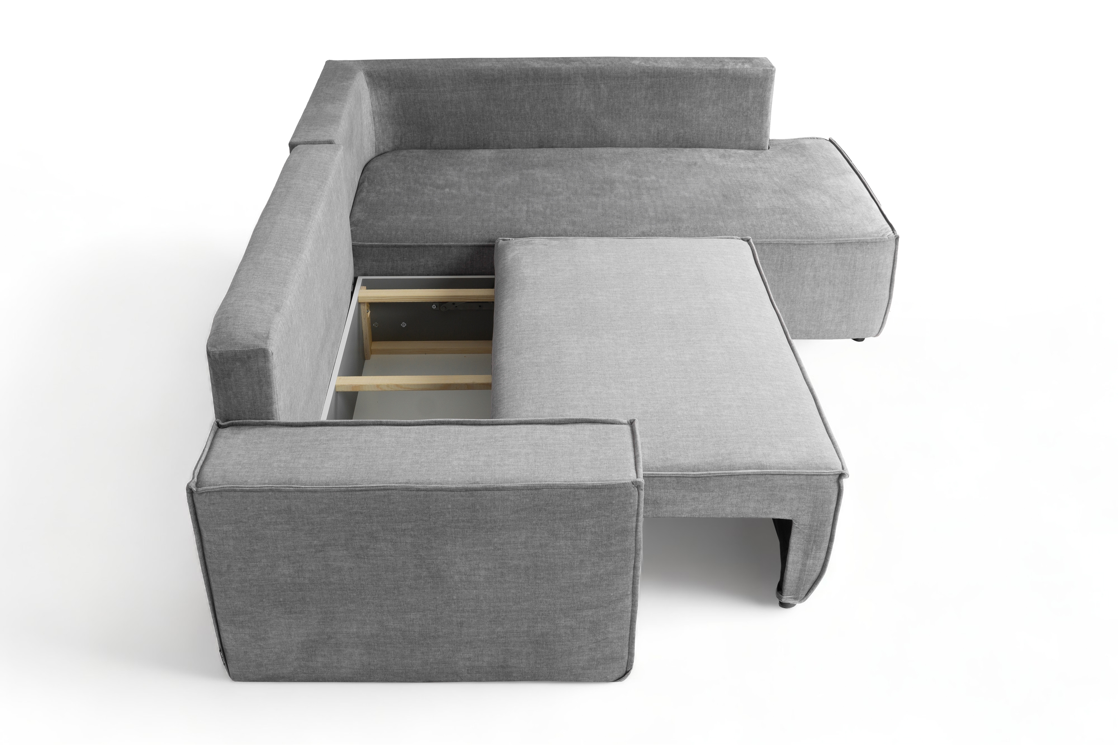 Rozkladacia rohová sedacia súprava Flabio L pravá - šedý Vogue 14 Rohová sedacia súprava pravá strana s funkciou spánku Flabio L - šedý zamat Vogue 14