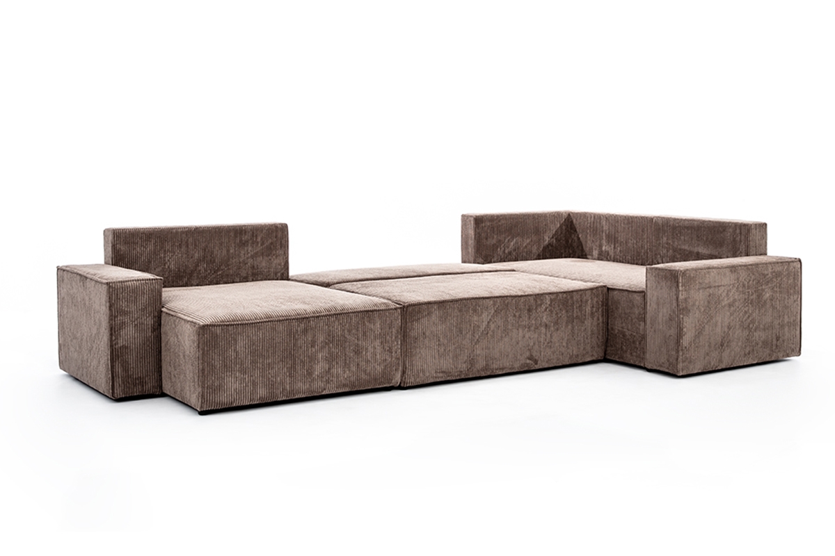 Rozkladacia rohová sedačka Flabio U ľavá - hnedý menčester Lincoln 17 Rohová sedacia súprava Ľavá strana s funkciou spánku Flabio U - Hnedý MENČESTER ľahkočistiaci Anafi 6 