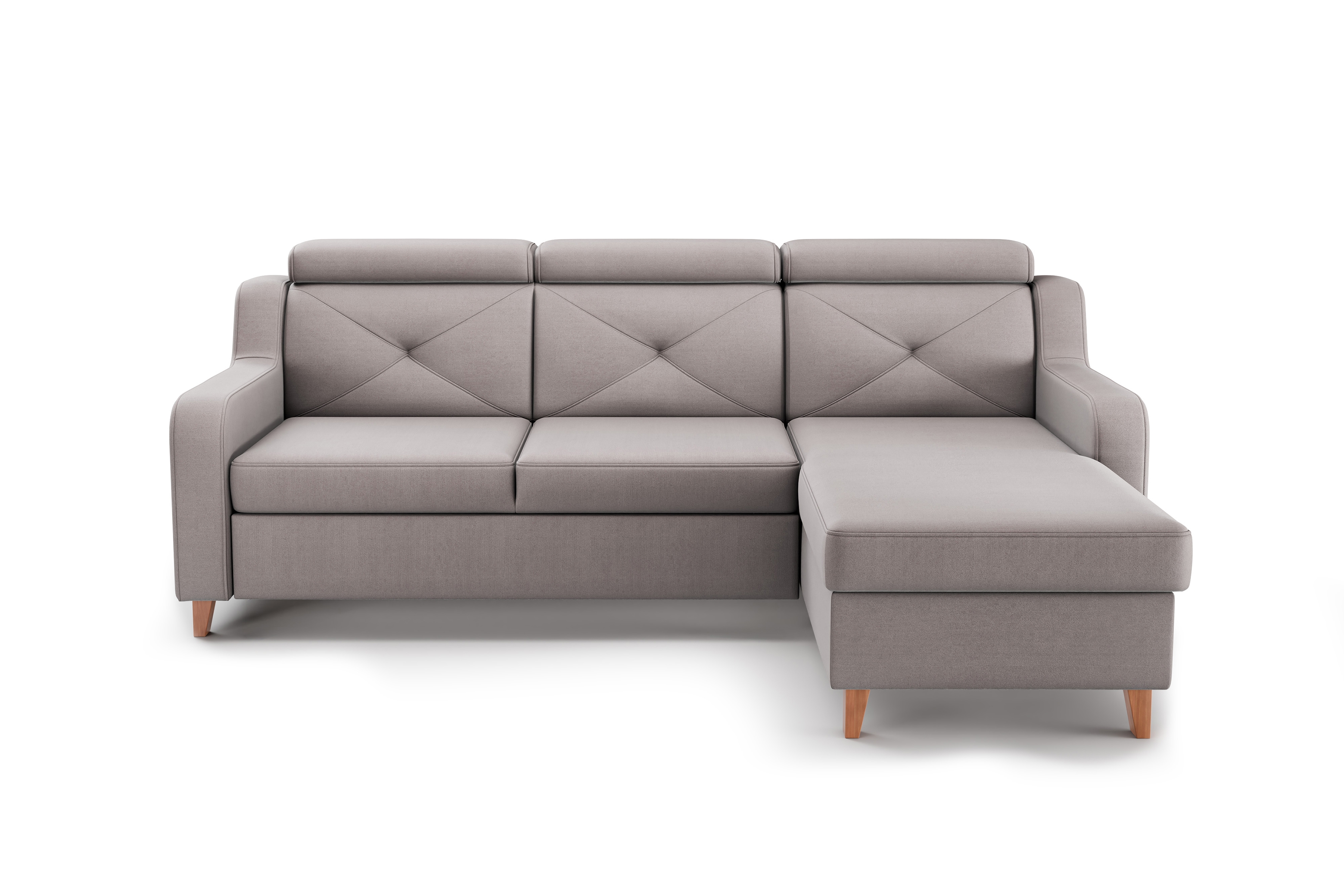 Rozkládací rohová sedací souprava Laksaro pravá - tmavě béžová samet Jasmine 25 Rohová sedací souprava pravá strana s funkcí spaní Laksaro - jasno Hnědý samet Jasmine 25