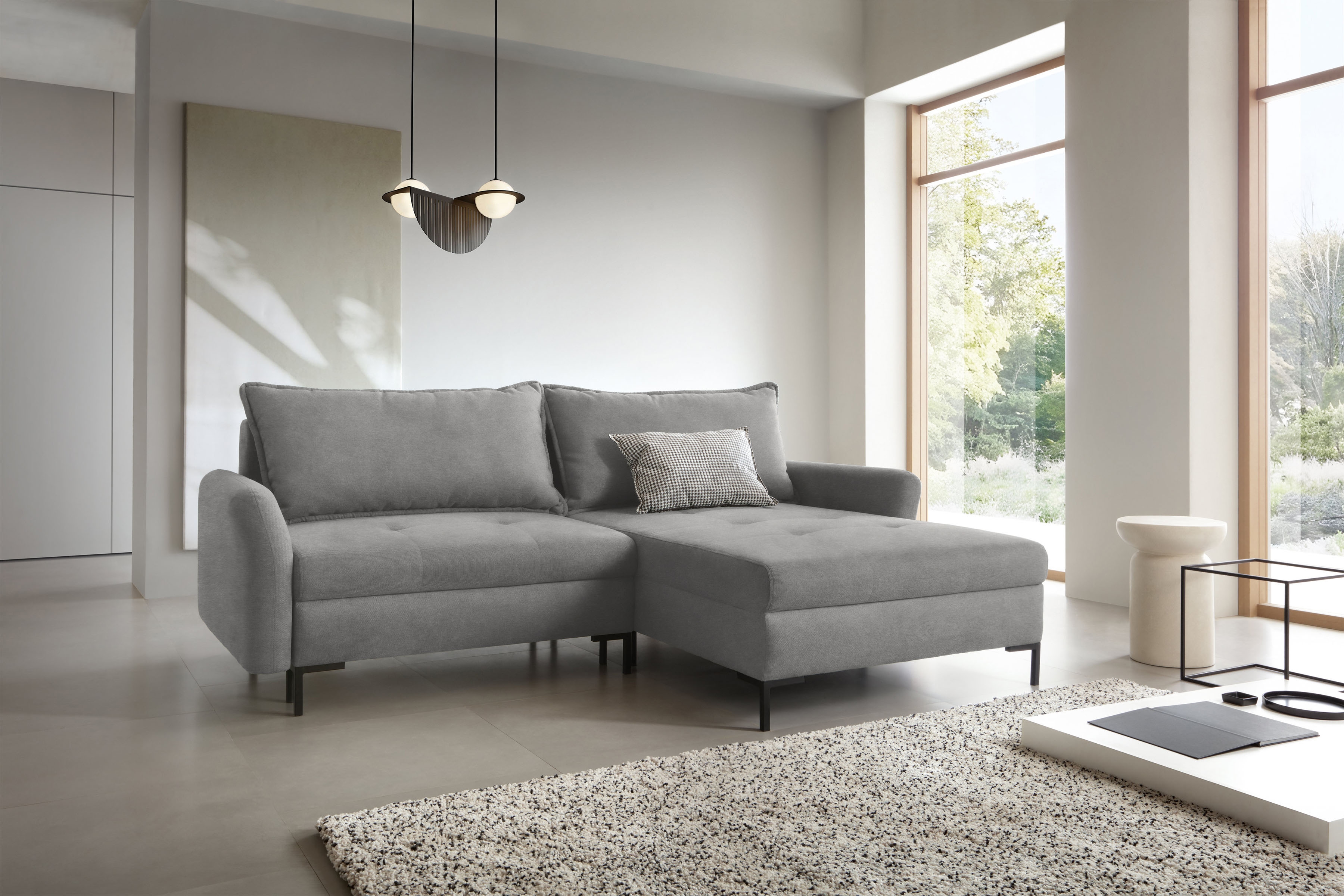 Rohová sedacia súprava Marco pravá s funkciou spania - sivý zamat Portland Ash Rohová sedacia súprava pravá strana s funkciou spania Marco - šedý / zamat / Portland Ash 