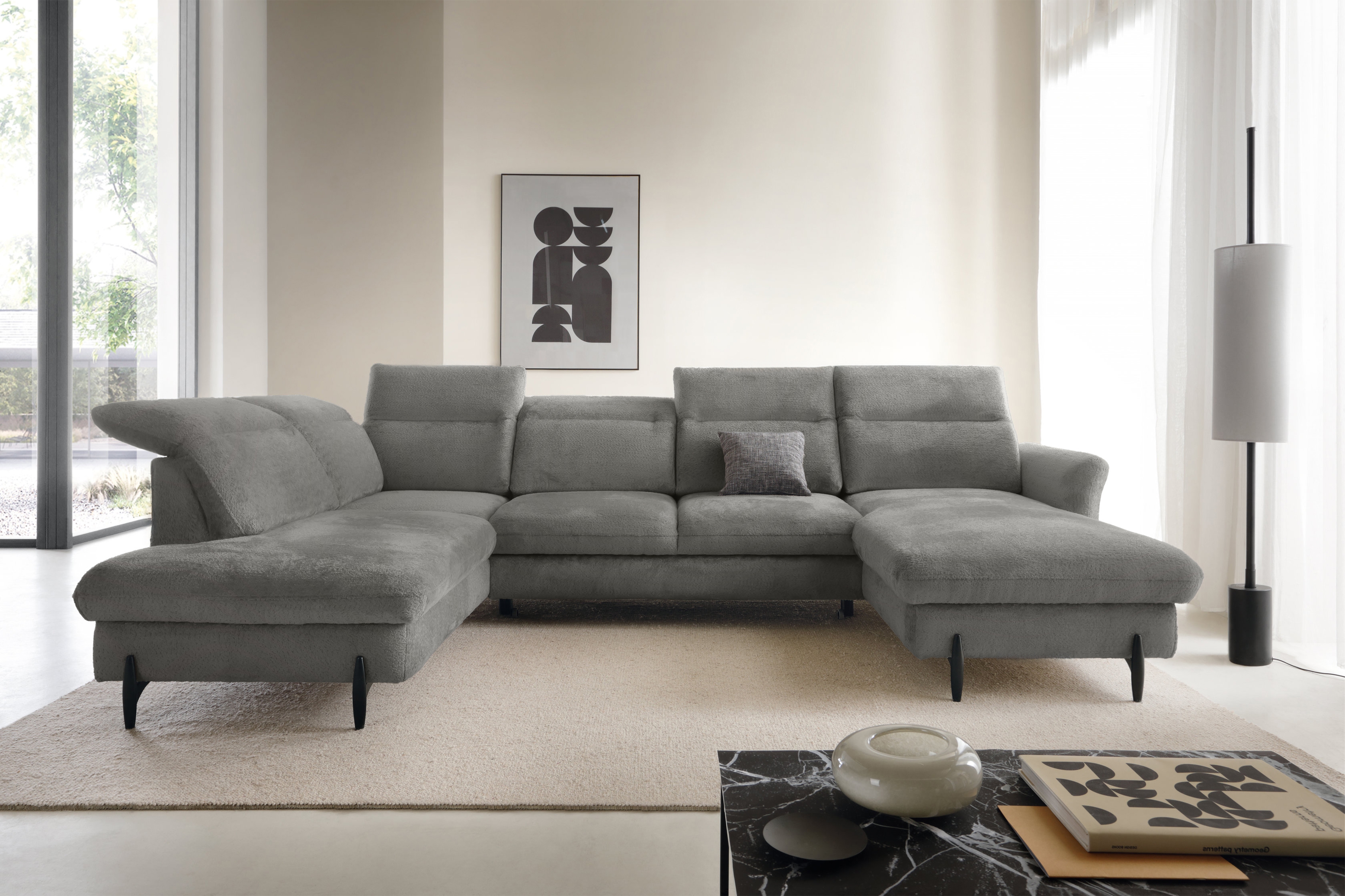 Rohová sedacia súprava pravá rozkladacia Sienna I - grafit / žinylka / Bellini 2 Rohová sedacia súprava pravá strana s funkciou spania Sienna I - grafit / šenil / Bellini 2