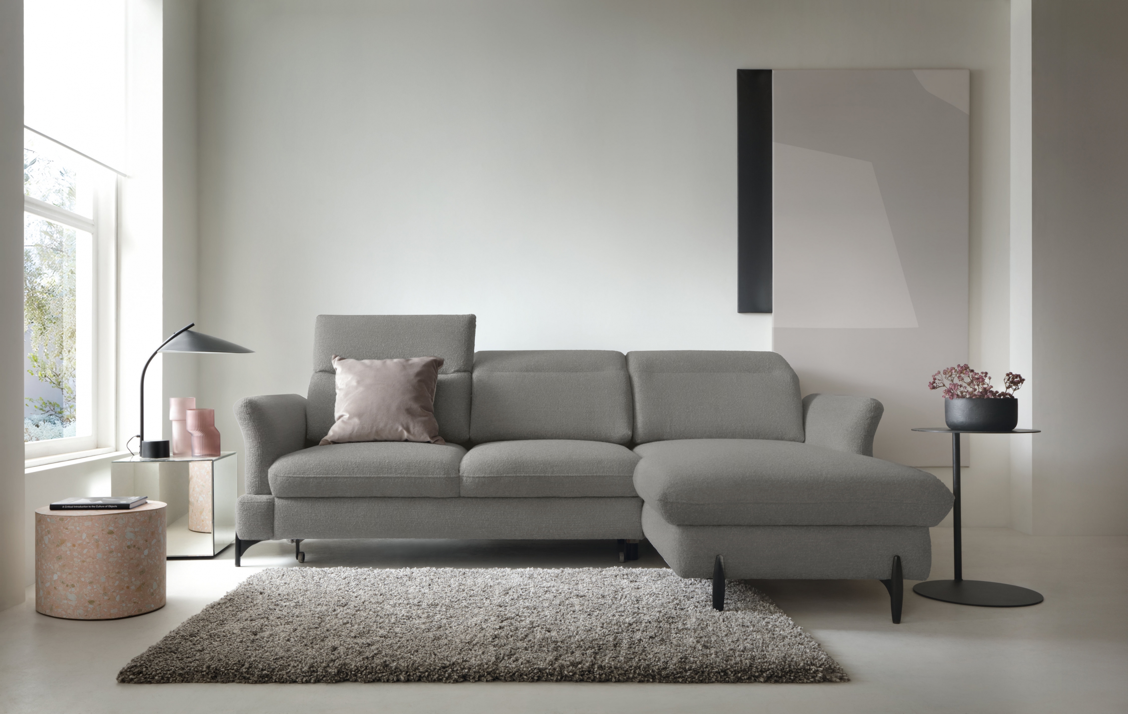 Rohová sedacia súprava pravá rozkladacia Sienna III - grafit / žinylka / Bellini 2 Rohová sedacia súprava pravá strana s funkciou spania Sienna III - grafit / šenil / Bellini 2