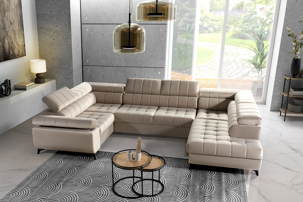 Rozkladacia rohová sedacia súprava Dragonis U Rohová sedacia súprava s nastaviteľnými opierkami 