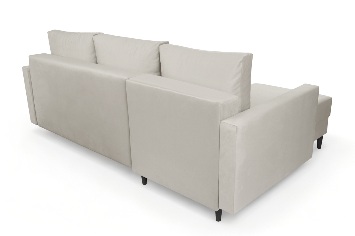 Rozkladacia rohová sedacia súprava s úložným priestorom Nylion - béžový zamat Velluto 02, Nohy čierny Rohová sedacia súprava rozkladany s úložným priestorom Nylion - béžový zamat Velluto 02, Nohy čierny