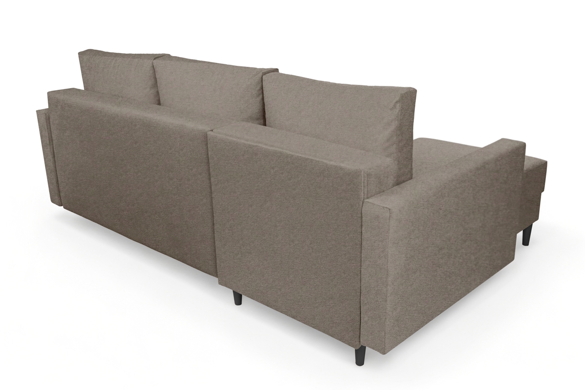 Univerzálna rozkladacia rohová sedačka Nylion - hnedá pletenina Gemma 13 / čierna Rohová sedacia súprava rozkladany s úložným priestorom Nylion - Hnedá plecionka Gemma 13, Nohy čierny