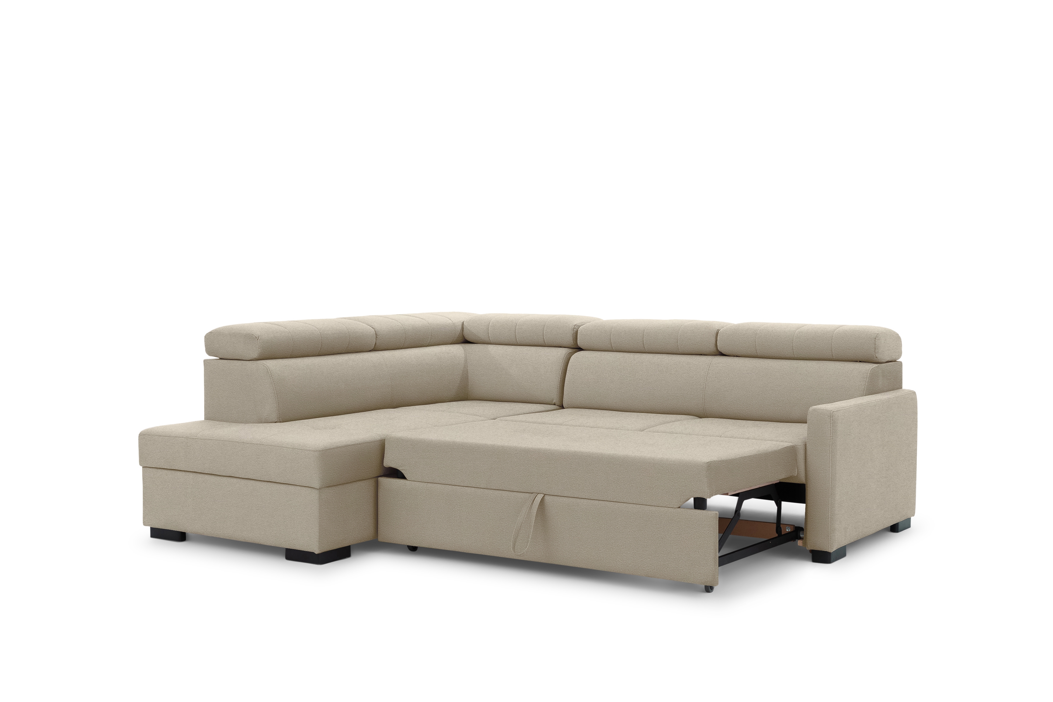 Rozkládací rohová sedací souprava Taremo L levá – krémová Ado 1601 Halva Rohová sedací souprava Taremo L rozkládací levá - kremowa plecionka Ado 1601 Halva