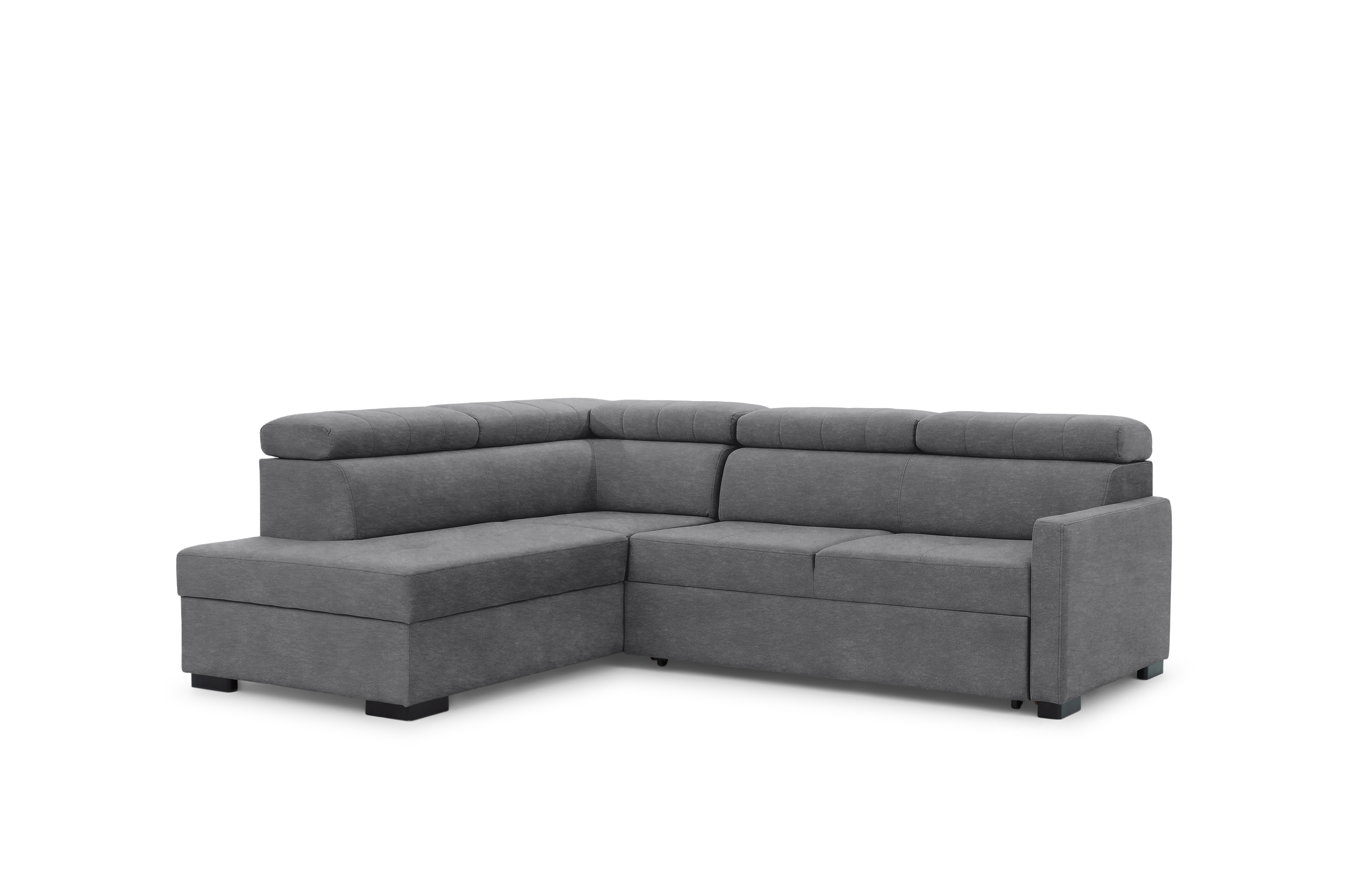 Rozkládací rohová sedací souprava Taremo L levá – šedá Zetta 304 Rohová sedací souprava Taremo L rozkládací levá - šedá samet latwoczyszczacy Zetta 304