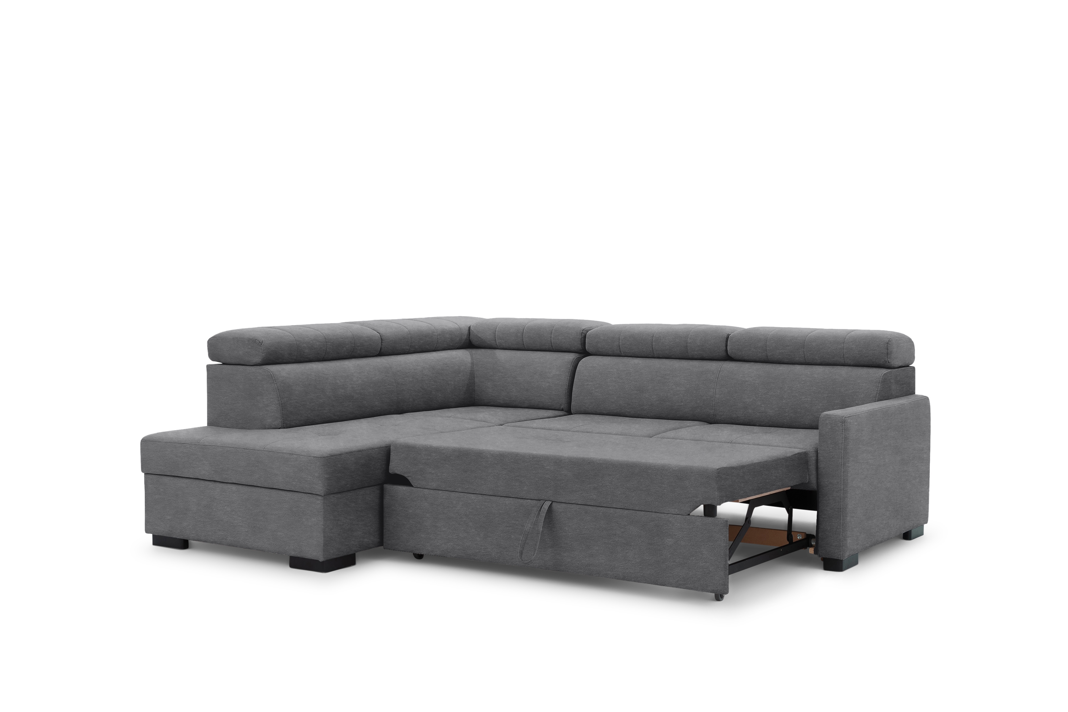 Rozkládací rohová sedací souprava Taremo L levá – šedá Zetta 304 Rohová sedací souprava Taremo L rozkládací levá - šedá samet latwoczyszczacy Zetta 304