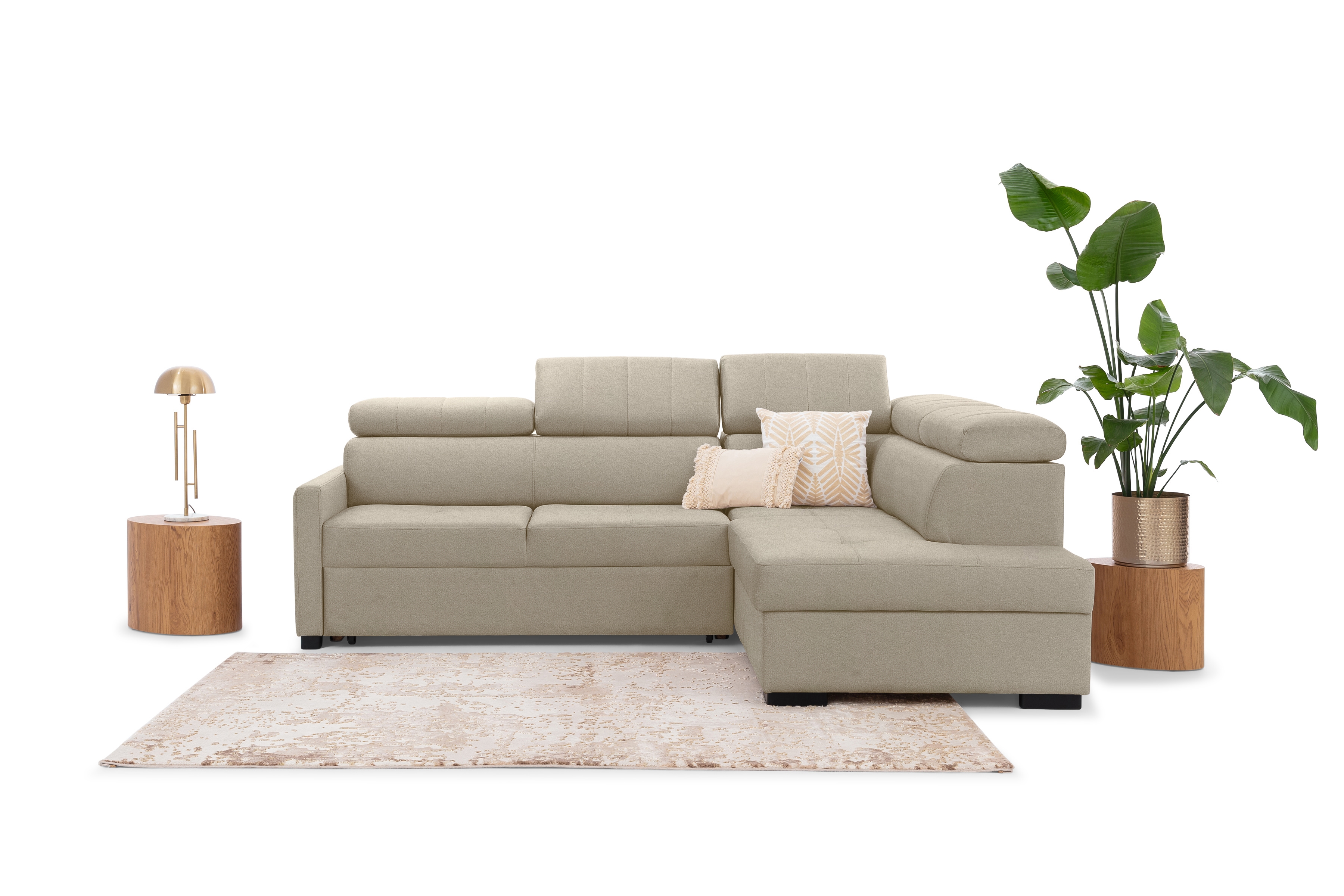 Rozkládací rohová sedací souprava Taremo L pravá – krémová Ado 1601 Halva Rohová sedací souprava Taremo L rozkládací pravá - kremowa plecionka Ado 1601 Halva