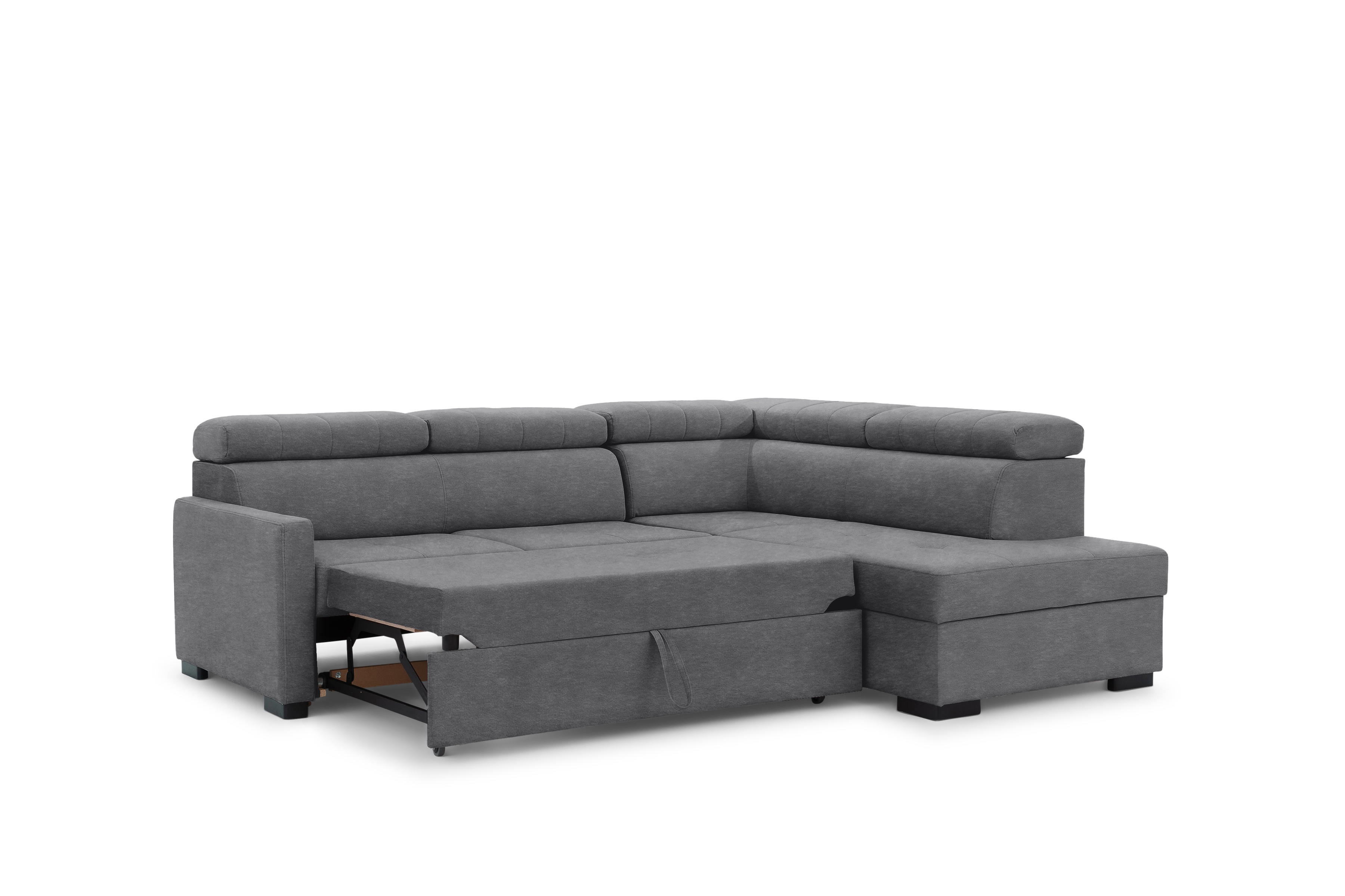 Rozkládací rohová sedací souprava Taremo L pravá – šedá Zetta 304 Rohová sedací souprava Taremo L rozkládací pravá - šedá samet latwoczyszczacy Zetta 304 