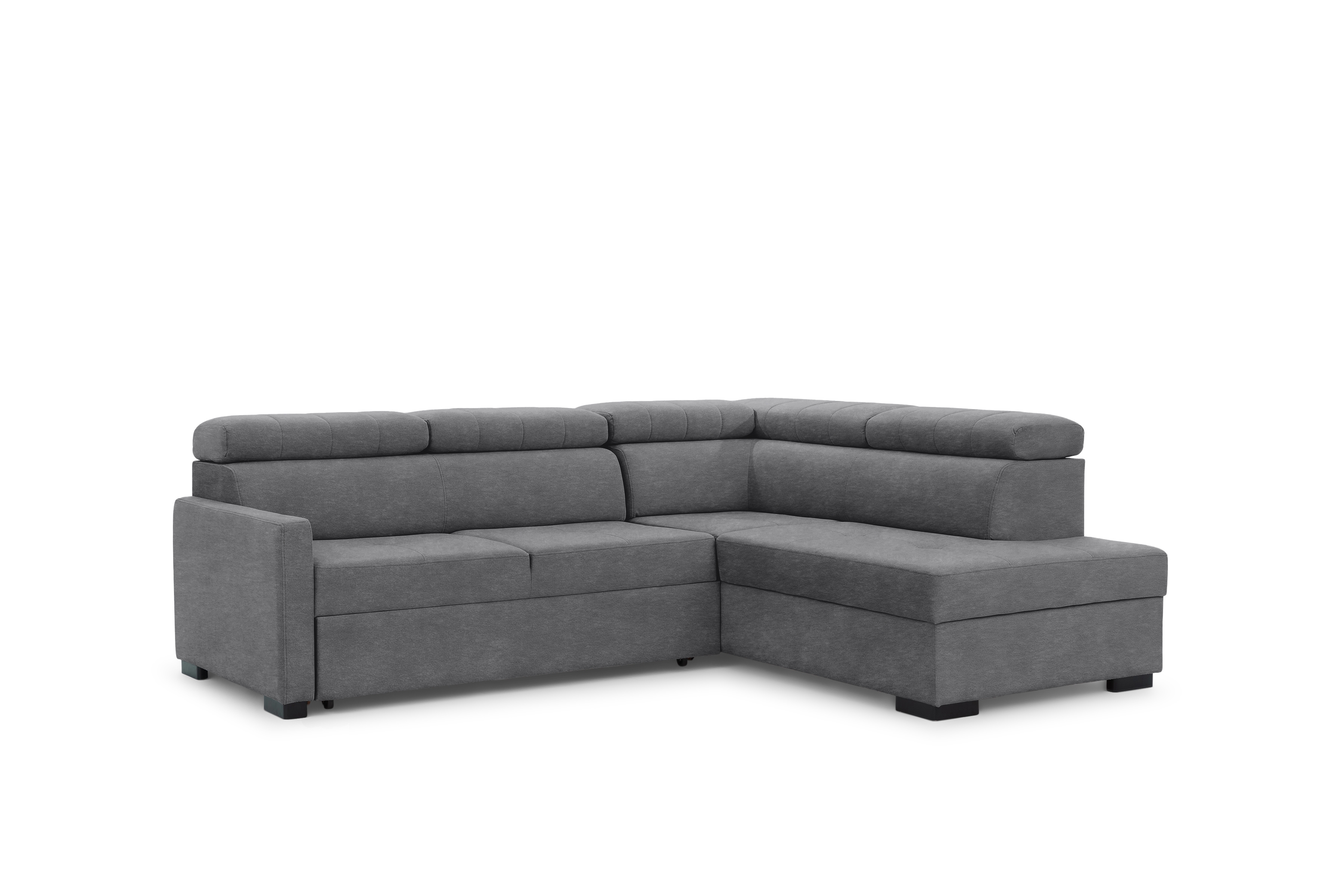 Rozkládací rohová sedací souprava Taremo L pravá – šedá Zetta 304 Rohová sedací souprava Taremo L rozkládací pravá - šedá samet latwoczyszczacy Zetta 304 