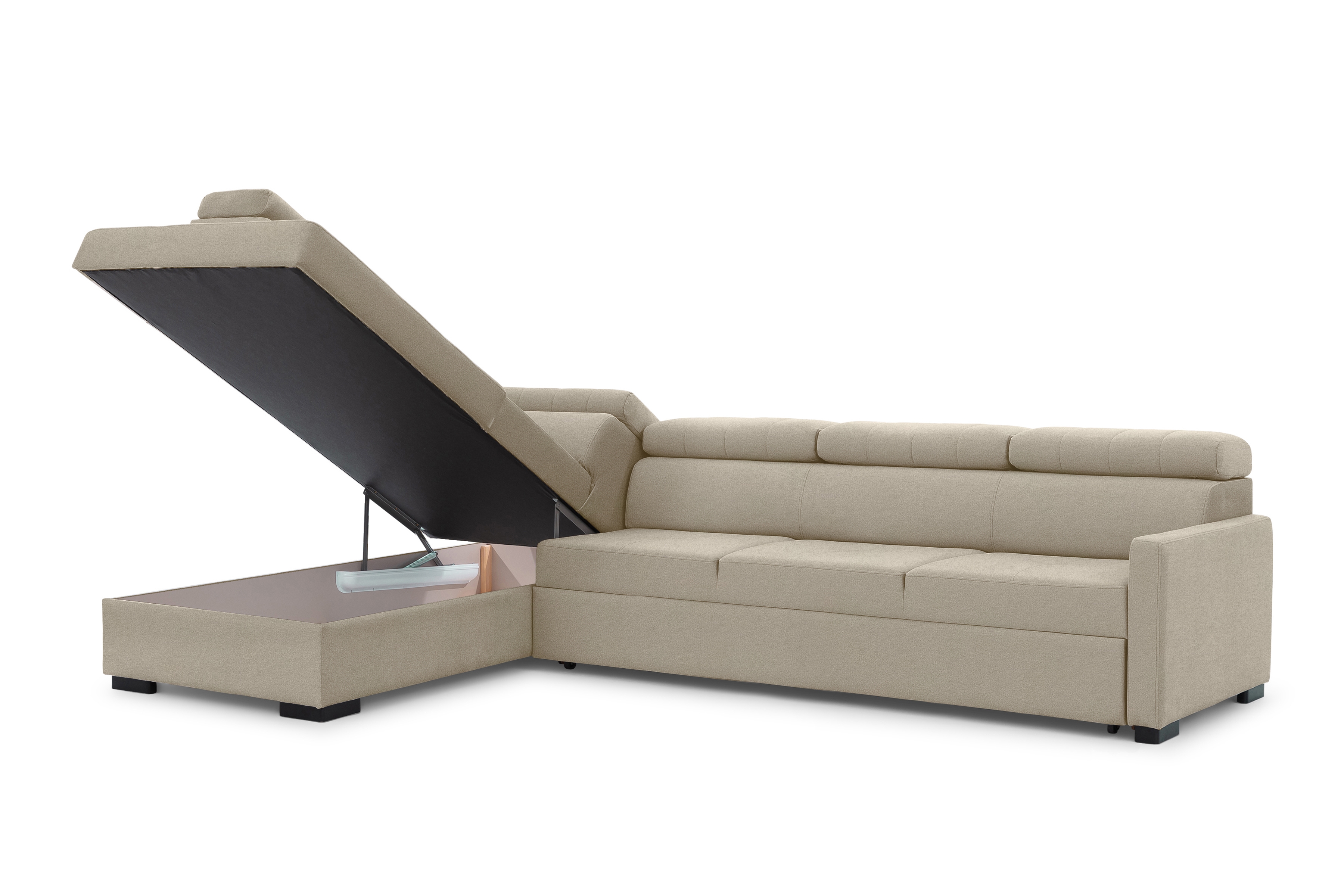 Rozkladacia rohová sedacia súprava Taremo Maxi ľavá - krémová pletenina Ado 1601 Halva Rohová sedacia súprava Taremo Maxi s funkciou spánku Ľavá strana - kremowa plecionka Ado 1601 Halva