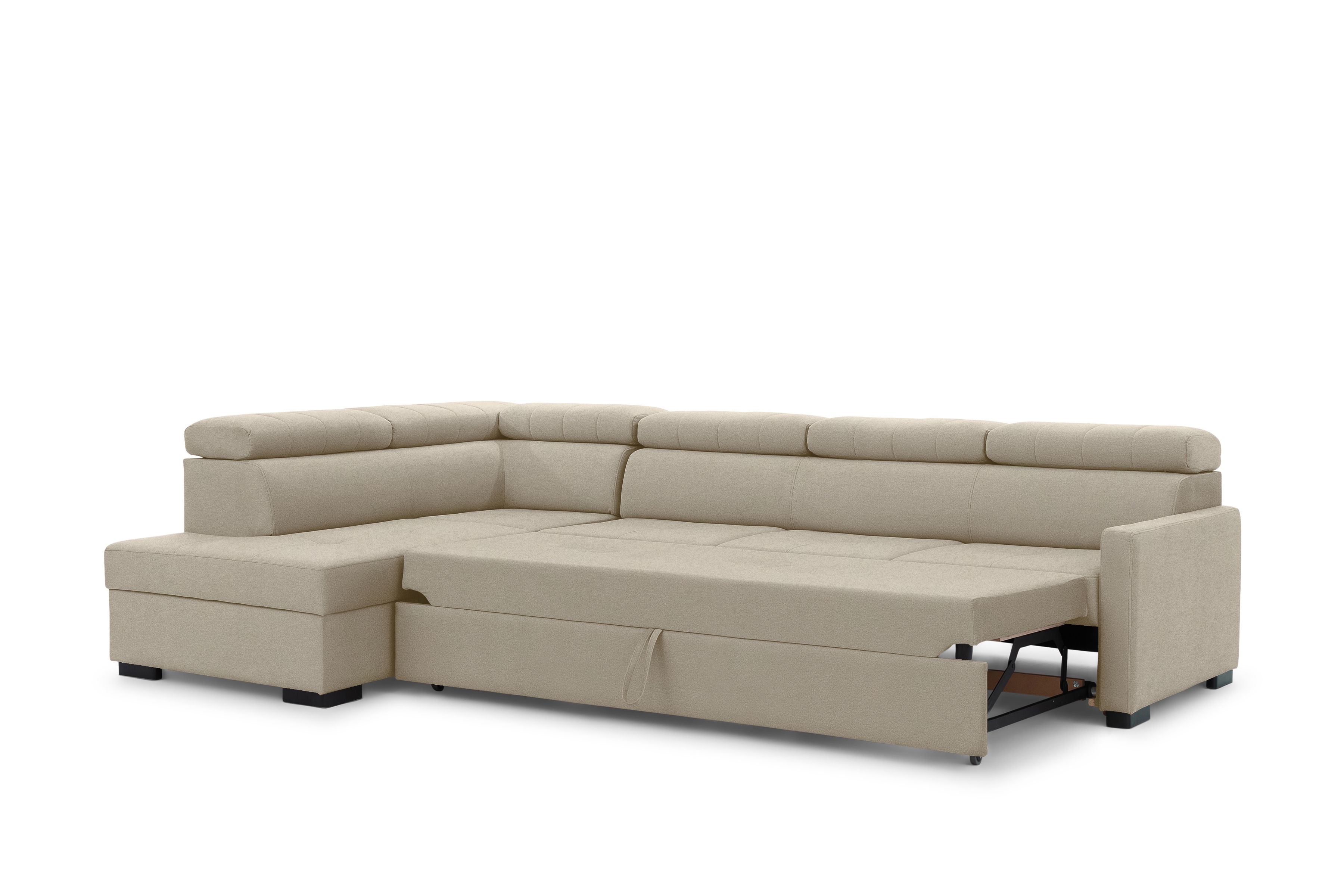 Rozkladacia rohová sedacia súprava Taremo Maxi ľavá - krémová pletenina Ado 1601 Halva Rohová sedacia súprava Taremo Maxi s funkciou spánku Ľavá strana - kremowa plecionka Ado 1601 Halva