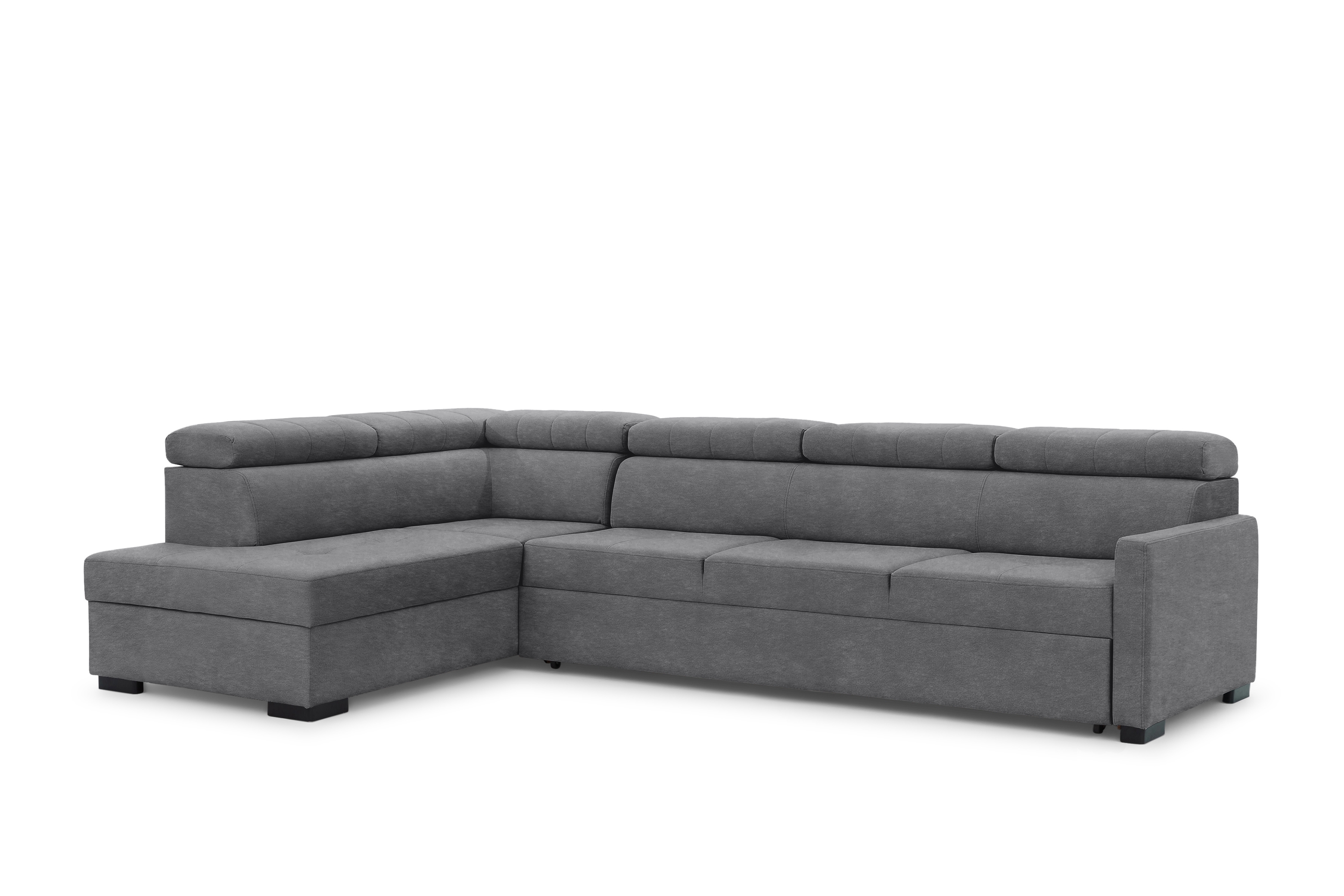 Rozkládací rohová sedací souprava Taremo Maxi levá – šedá Zetta 304 Rohová sedací souprava Taremo Maxi rozkládací levá - šedá samet latwoczyszczacy Zetta 304