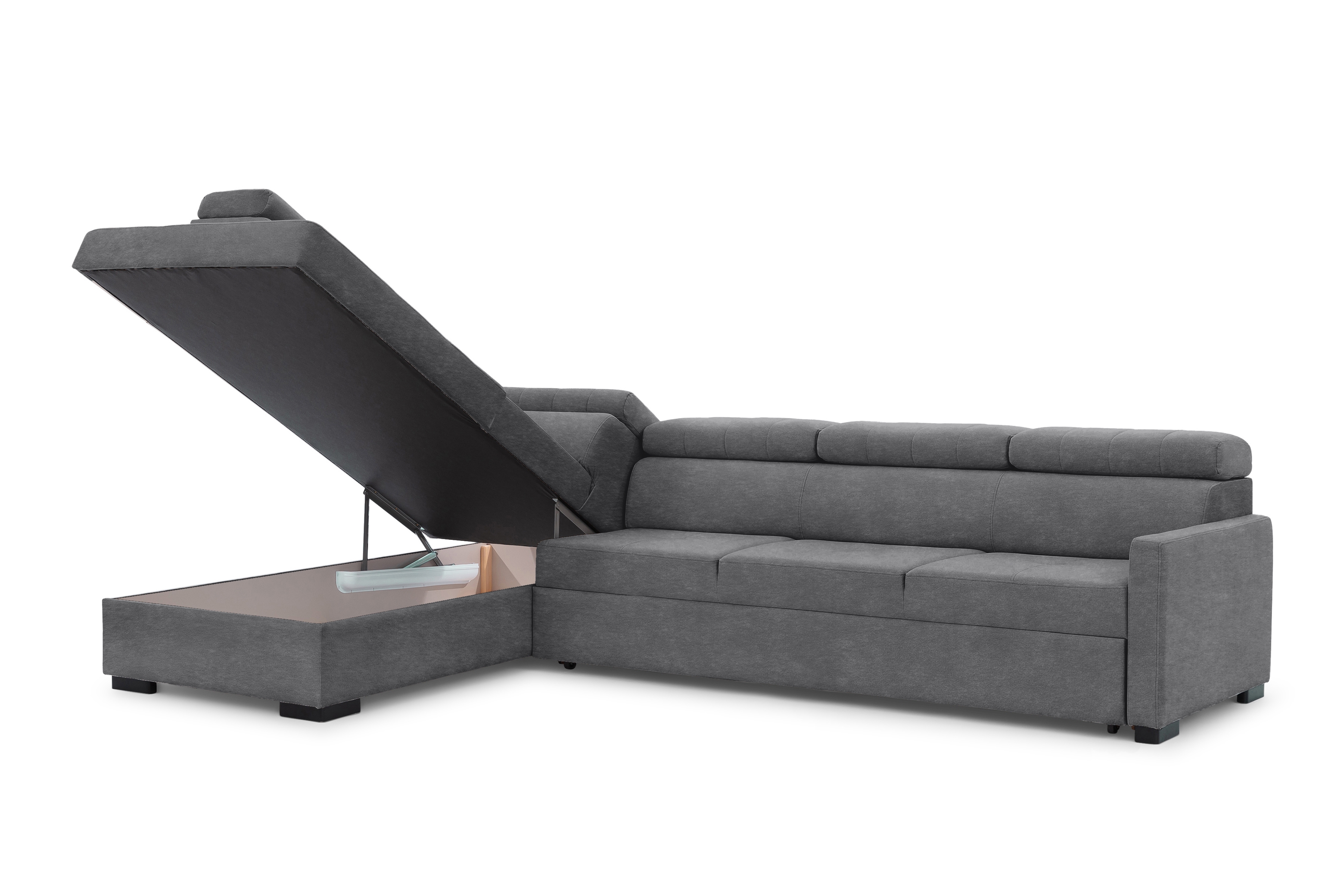 Rozkládací rohová sedací souprava Taremo Maxi levá – šedá Zetta 304 Rohová sedací souprava Taremo Maxi rozkládací levá - šedá samet latwoczyszczacy Zetta 304