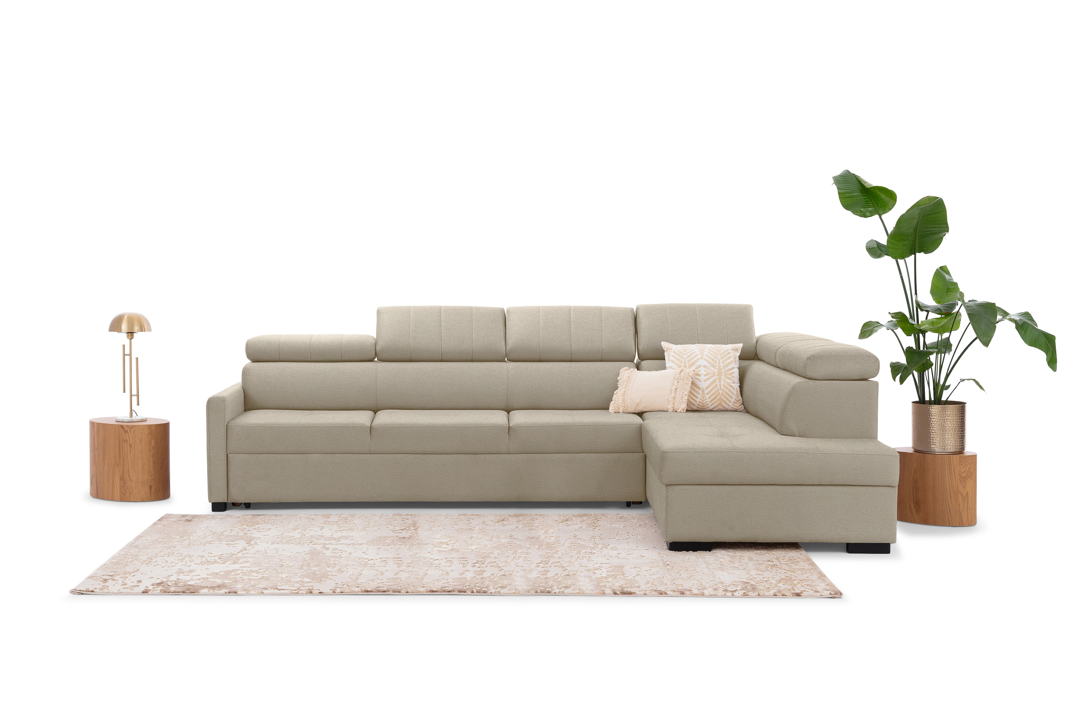 Rozkládací rohová sedací souprava Taremo Maxi pravá – krémová Ado 1601 Halva Rohová sedací souprava Taremo Maxi rozkládací pravá - kremowa plecionka Ado 1601 Halva