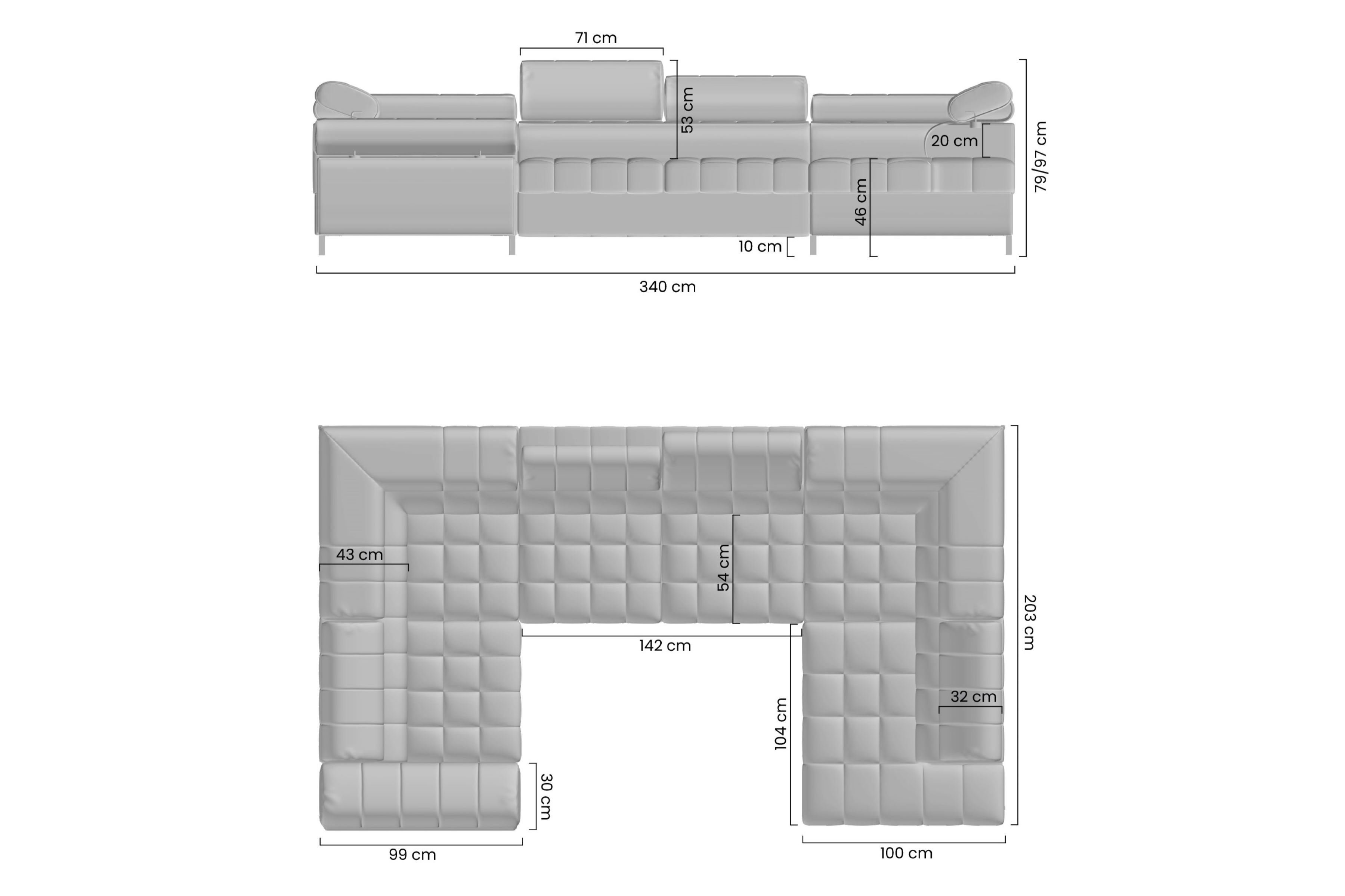 Rozkládací rohová sedací souprava Tyrion U Rohová sedací souprava Tyrion U rozkládací