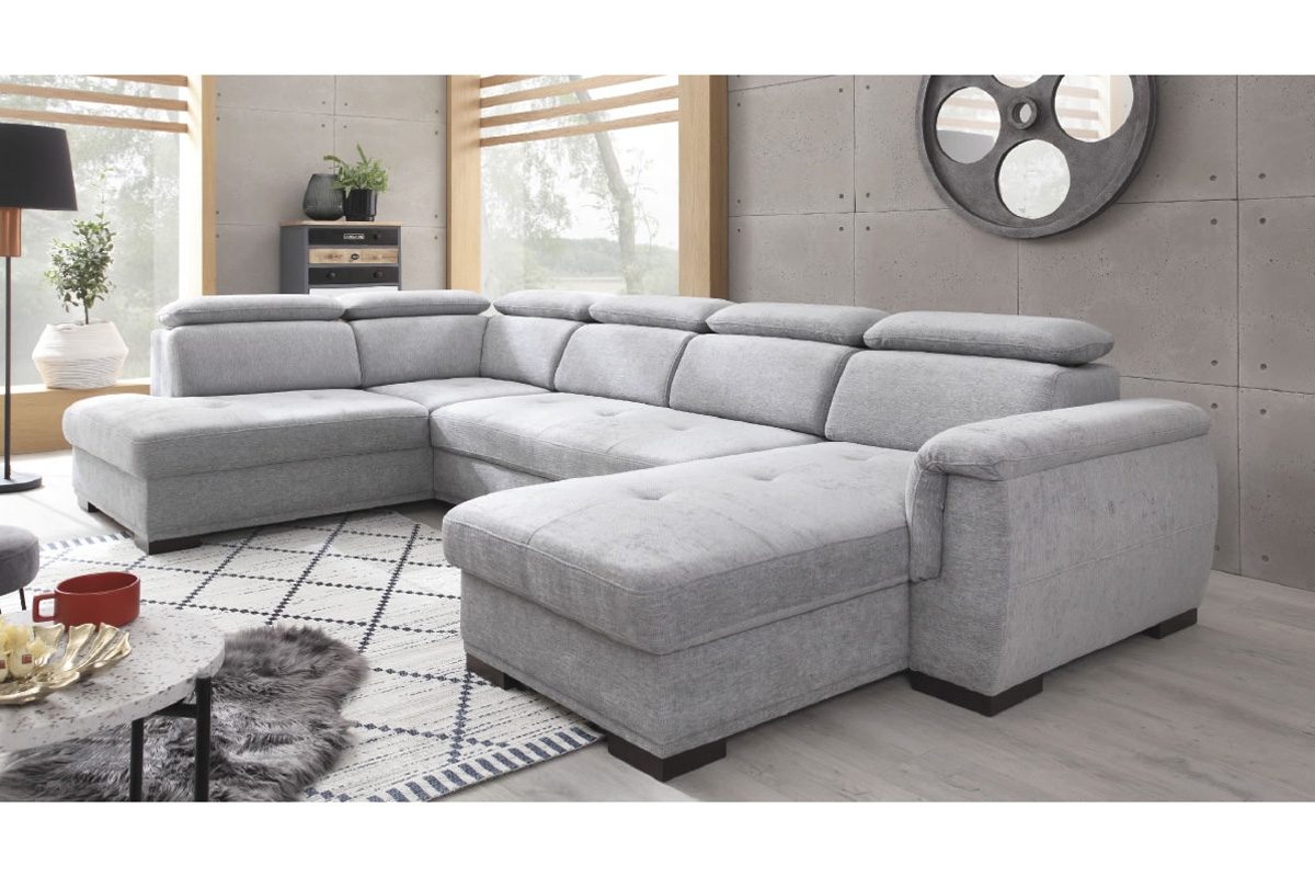 Rohová rozkladacia sedacia súprava Umbria I - sivá látka Nowoczesny Rohová sedacia súprava