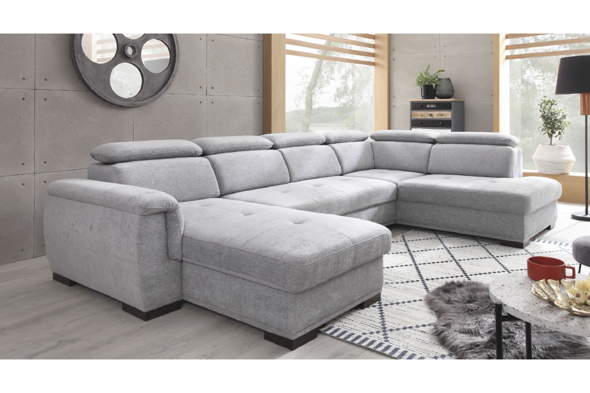 Rohová rozkladacia sedacia súprava Umbria I - sivá látka Rohová sedacia súprava w ksztalcie litery U