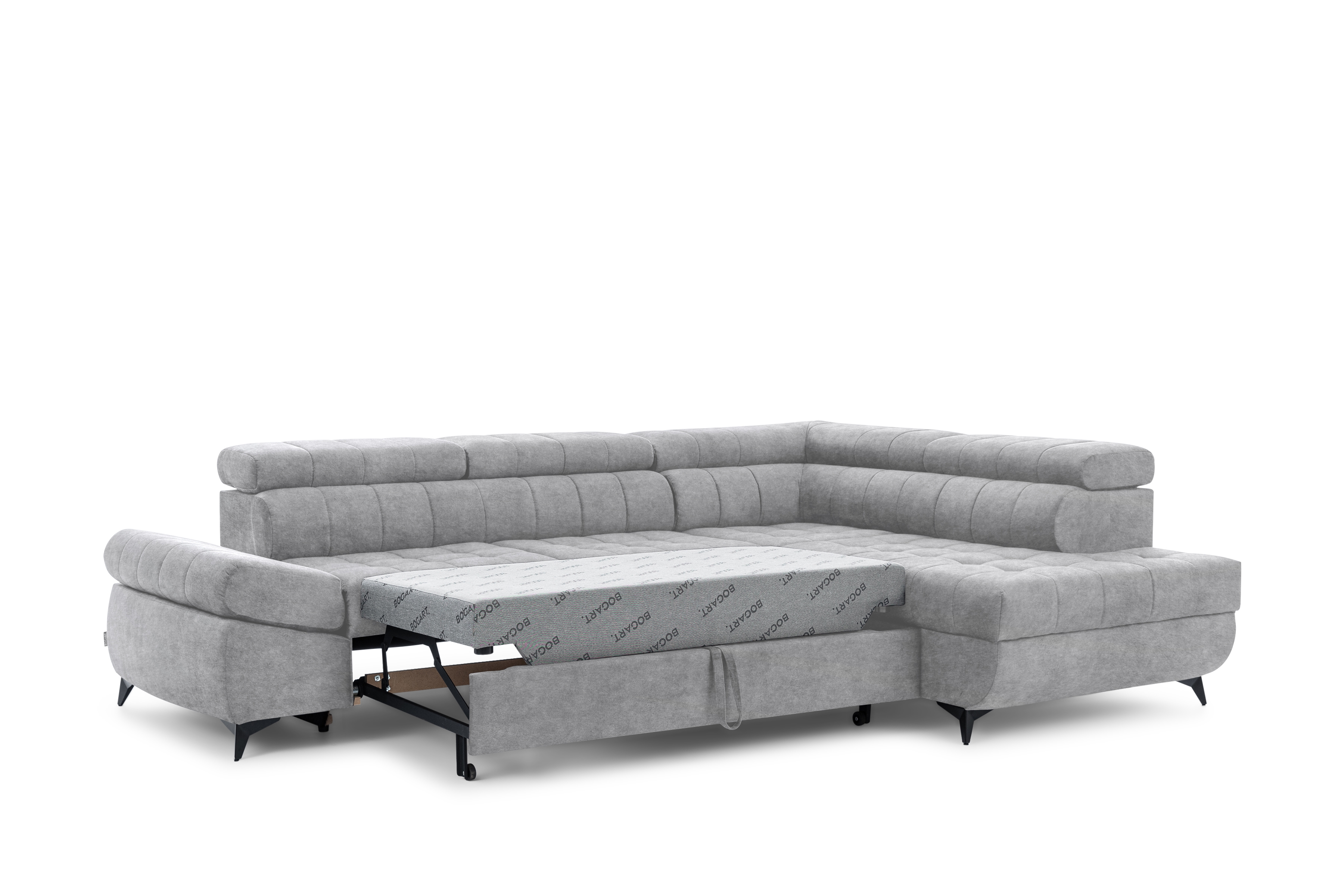 Rohová sedačka Valoris L s rozkladom pravá - sivý ľahko čistiteľný zamat Cloud 81 Rohová sedacia súprava Valoris L s funkciou spánku pravá strana - šedý velúr ľahkočistiaci Cloud 81