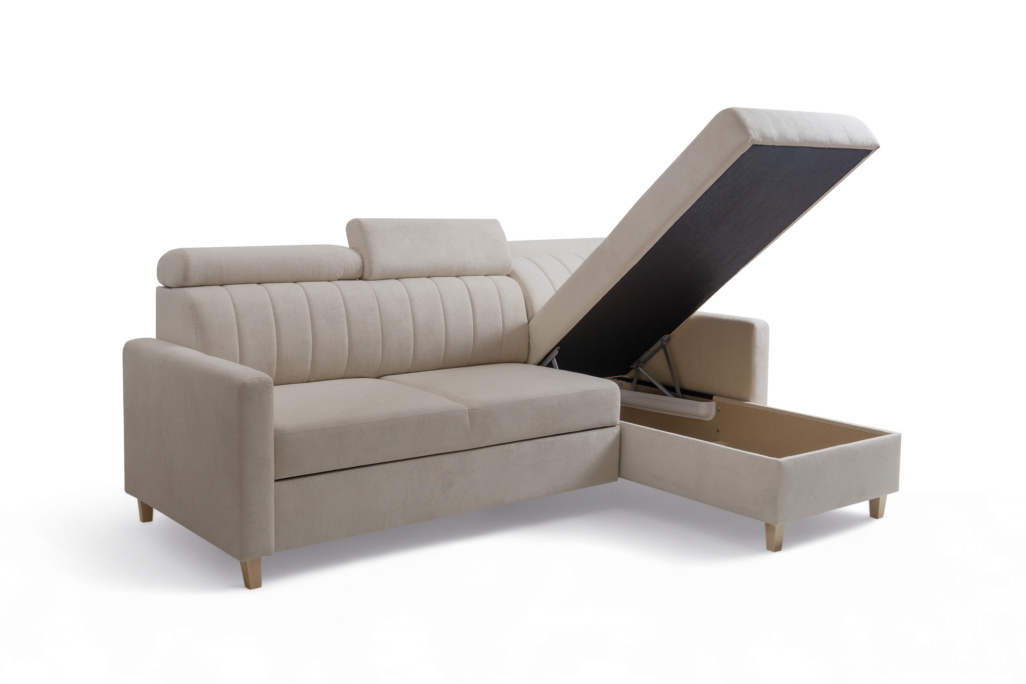 Rohová pohovka Vario s rozkladem univerzální pravolevá - béžová pletenina Freya 210-03 Rohová sedací souprava Vario rozkládací uniwersalny prawo/levá - béžová Pletenina Freya 210-03