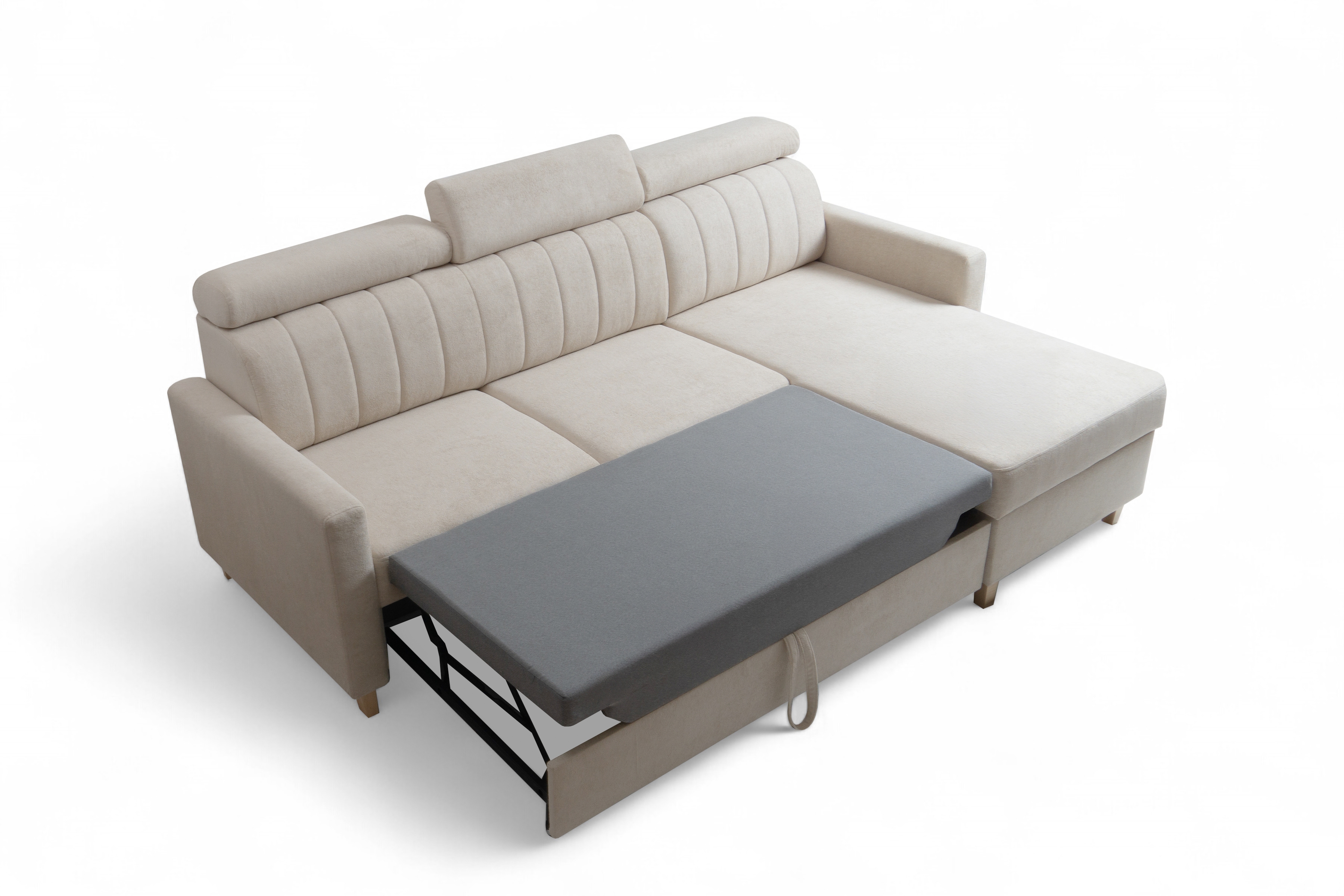 Rohová pohovka Vario s rozkladem univerzální pravolevá - béžová pletenina Freya 210-03 Rohová sedací souprava Vario rozkládací uniwersalny prawo/levá - béžová Pletenina Freya 210-03