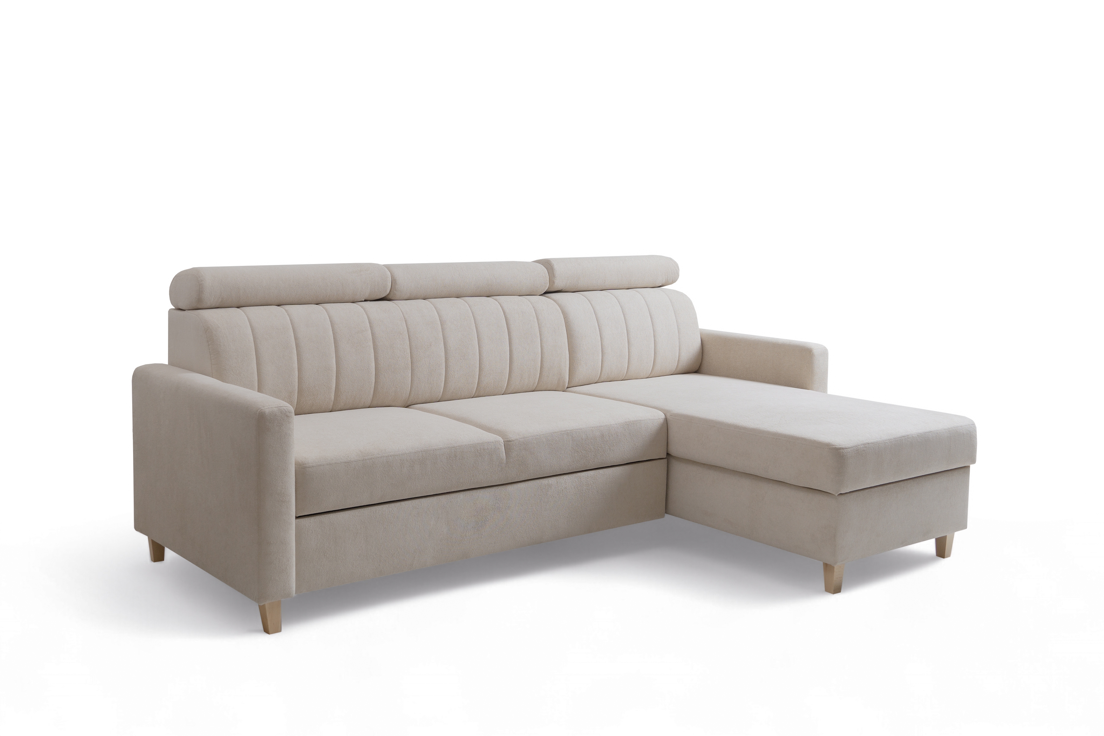 Rohová pohovka Vario s rozkladem univerzální pravolevá - béžová pletenina Freya 210-03 Rohová sedací souprava Vario rozkládací uniwersalny prawo/levá - béžová Pletenina Freya 210-03