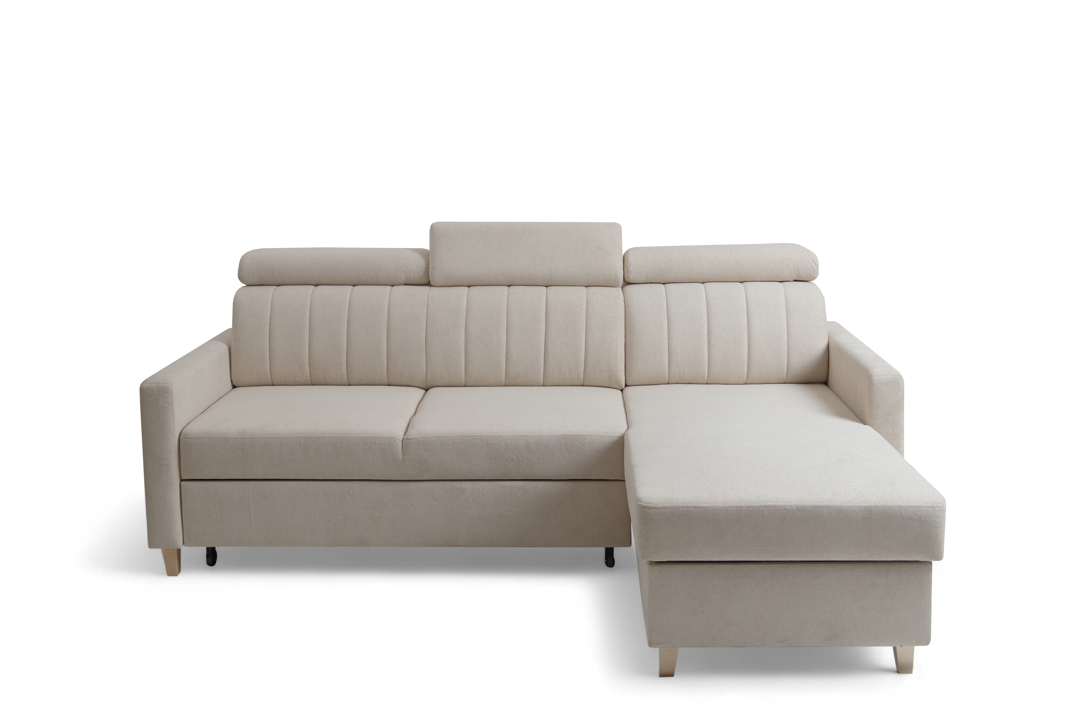 Rohová pohovka Vario s rozkladem univerzální pravolevá - béžová pletenina Freya 210-03 Rohová sedací souprava Vario rozkládací uniwersalny prawo/levá - béžová Pletenina Freya 210-03