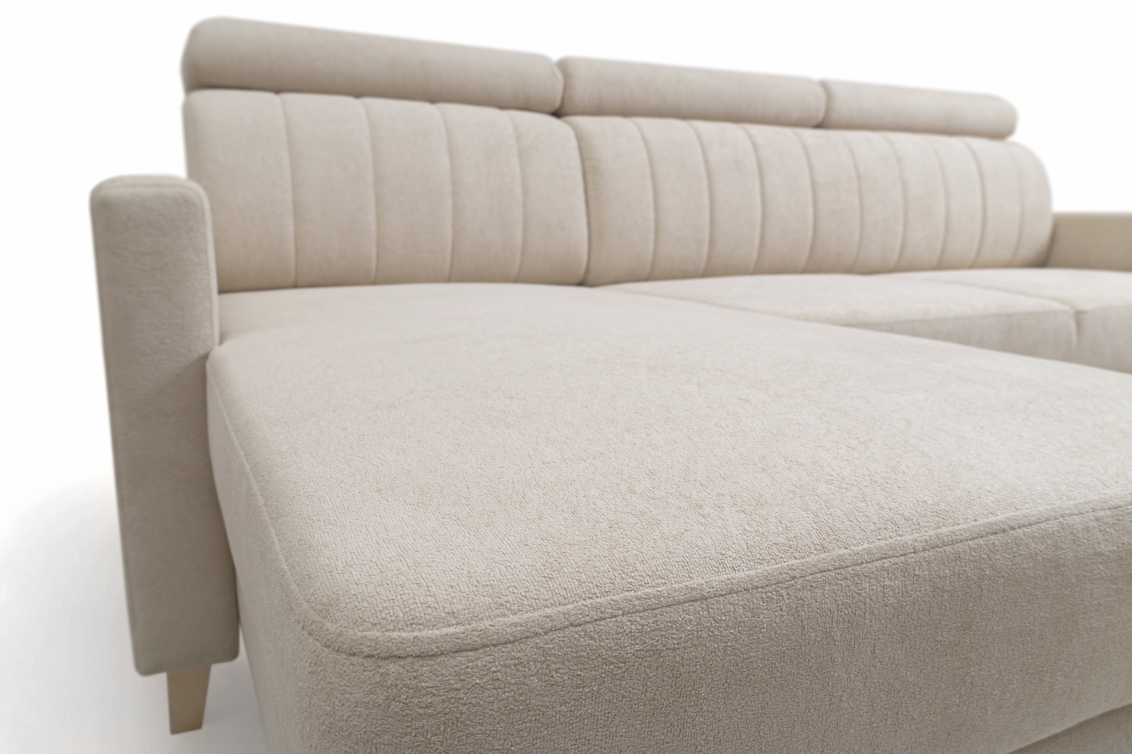 Rohová pohovka Vario s rozkladem univerzální pravolevá - béžová pletenina Freya 210-03 Rohová sedací souprava Vario rozkládací uniwersalny prawo/levá - béžová Pletenina Freya 210-03