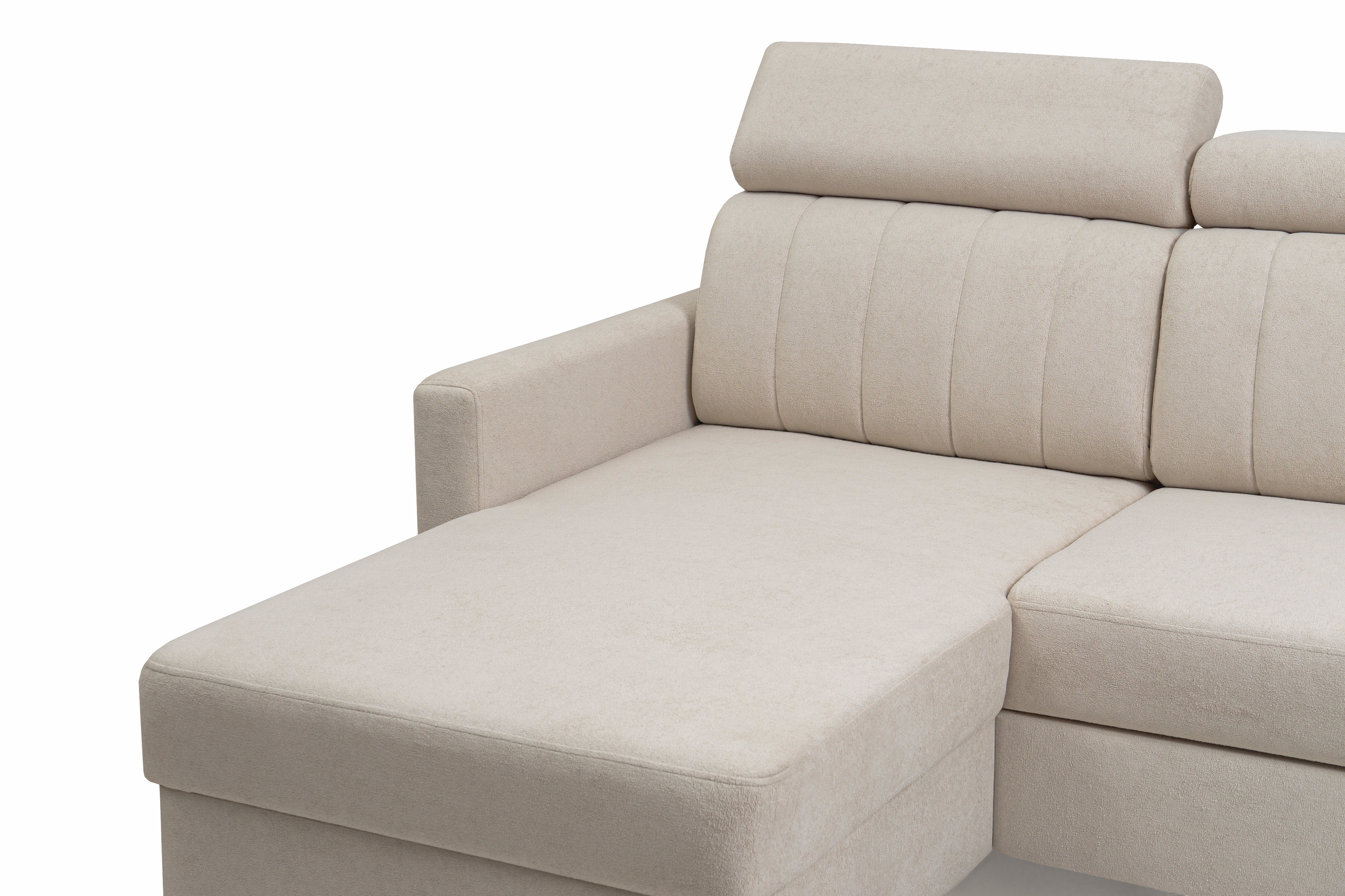 Rohová pohovka Vario s rozkladem univerzální pravolevá - béžová pletenina Freya 210-03 Rohová sedací souprava Vario rozkládací uniwersalny prawo/levá - béžová Pletenina Freya 210-03