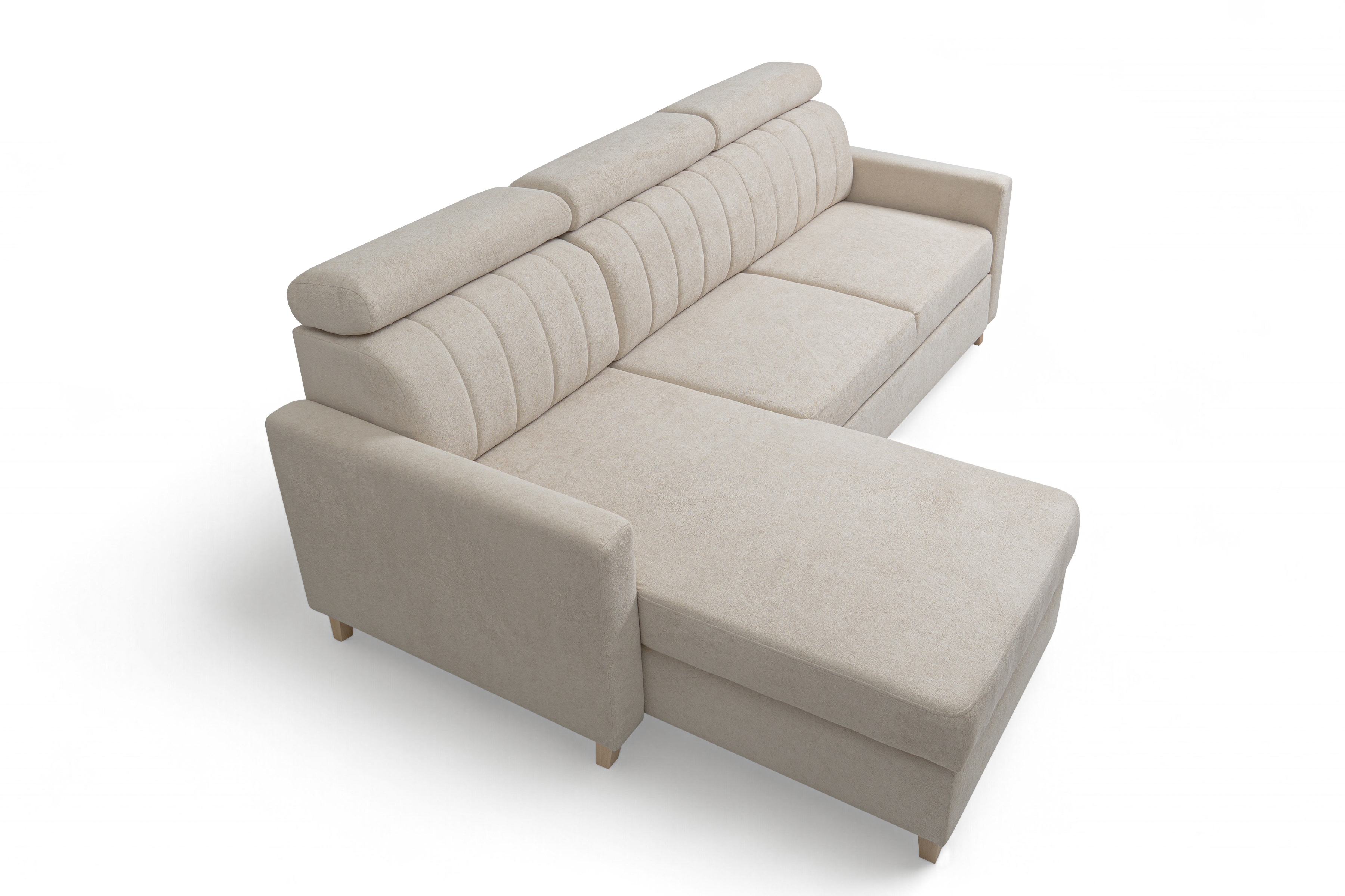 Rohová pohovka Vario s rozkladem univerzální pravolevá - béžová pletenina Freya 210-03 Rohová sedací souprava Vario rozkládací uniwersalny prawo/levá - béžová Pletenina Freya 210-03